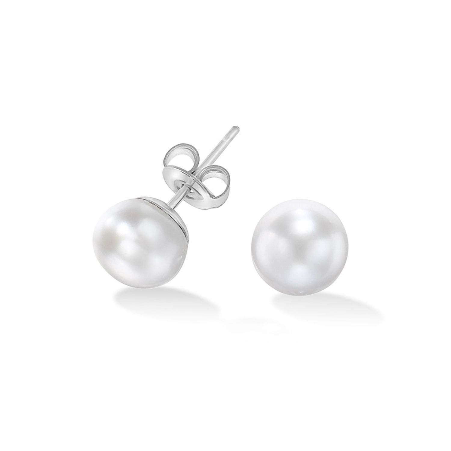 Dower & Hall Men's White Timeless Freshwater Single Pearl Stud In Brown