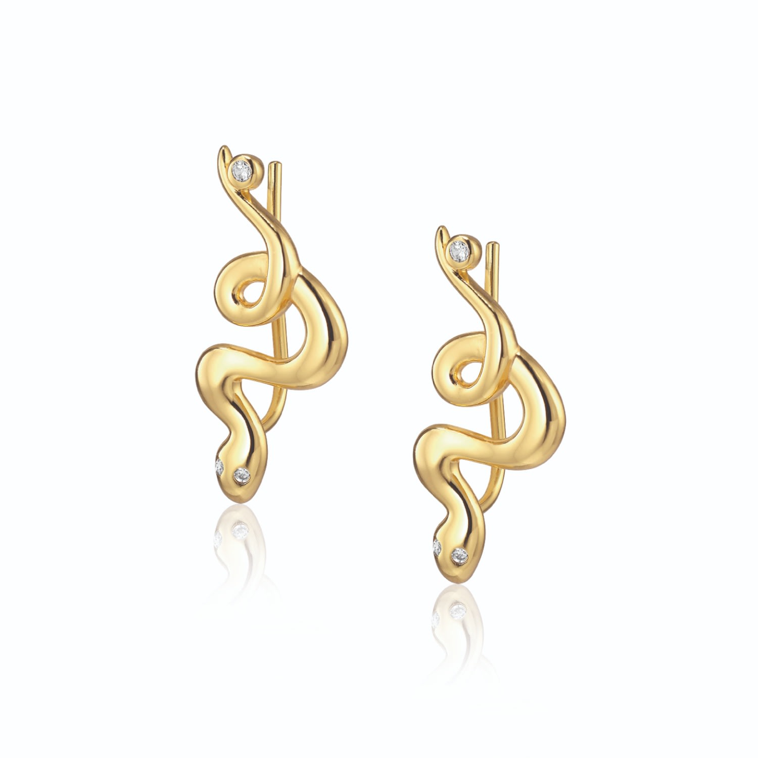 Alura Copenhagen Jewellery Women's Gold Grace - Snake Earstuds In Gold