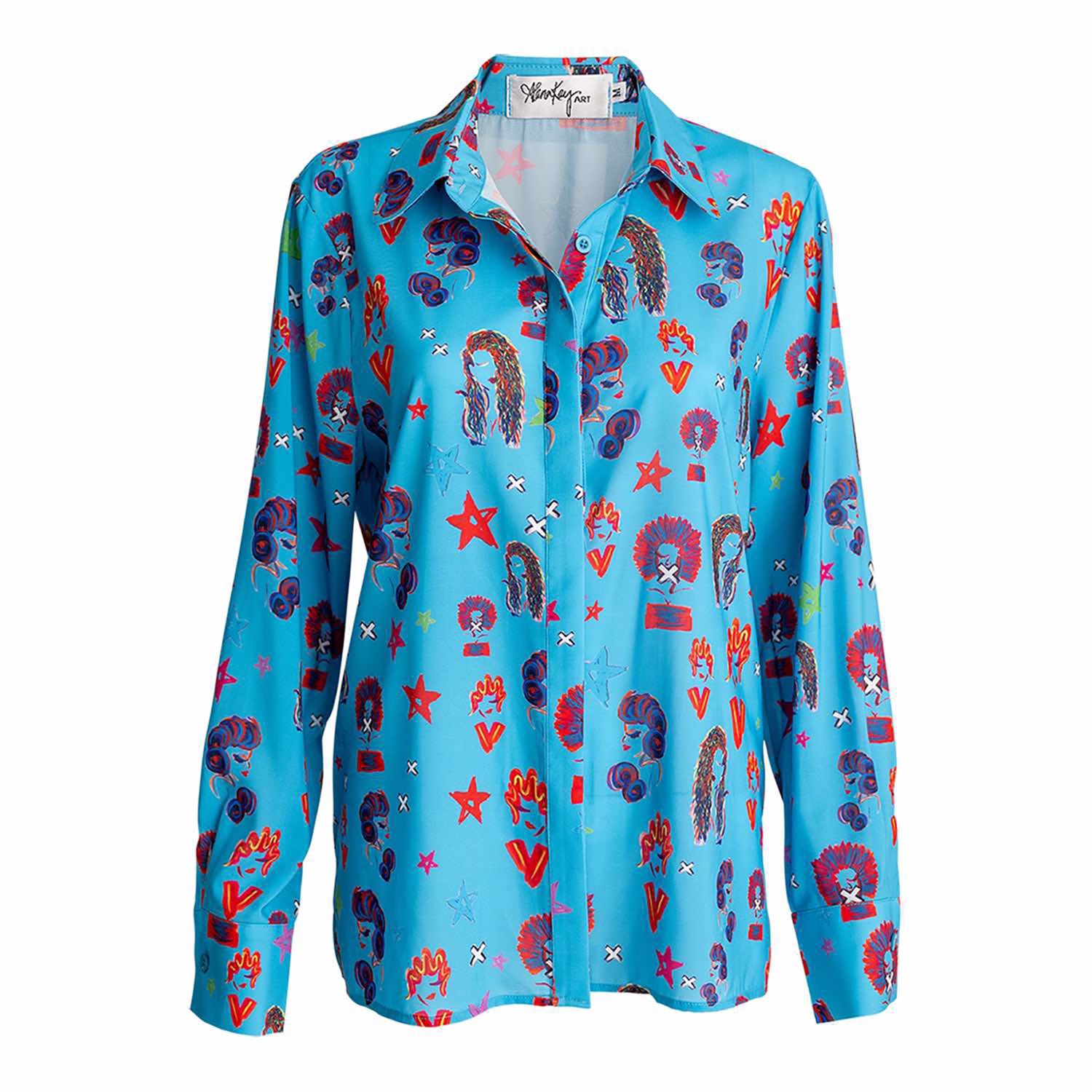 Women’s Blue Lotus Blouse - Teal Small Alanakayart