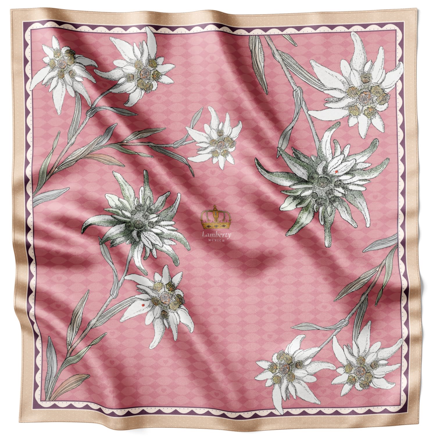 Lamberty Munich X Katchmagic London Women's Rose Gold / Neutrals Edelweiss Alpenglow Midi Silk Scarf Rose