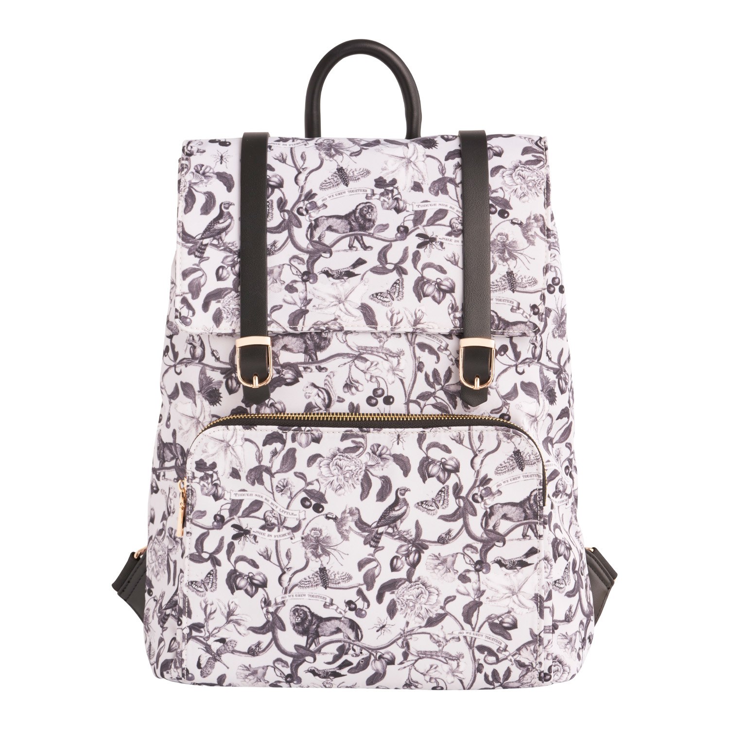 Fable England Women's White / Black Tree Of Life Monochrome Medium Backpack In Multi