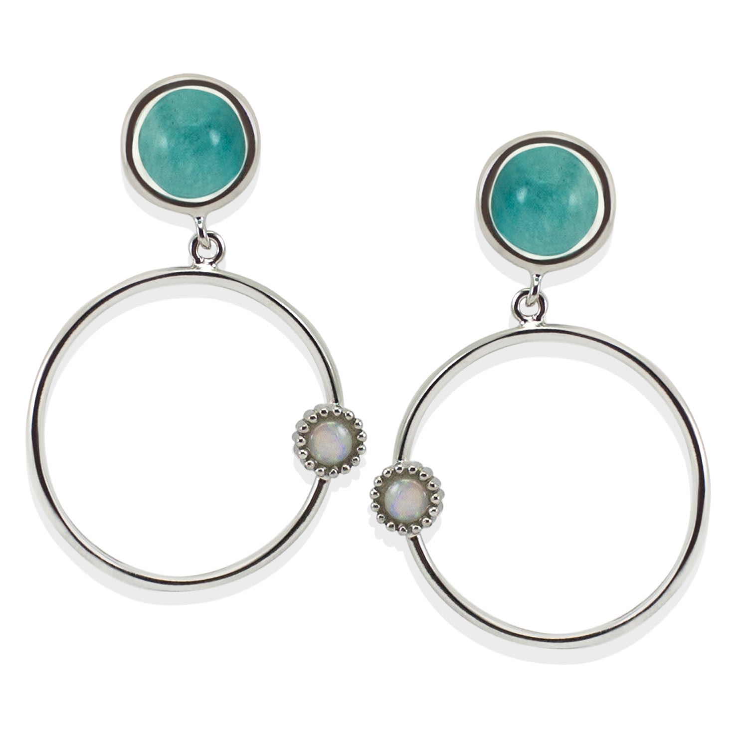 Women’s Green Satellite Amazonite Hoop Earrings Vintouch Italy