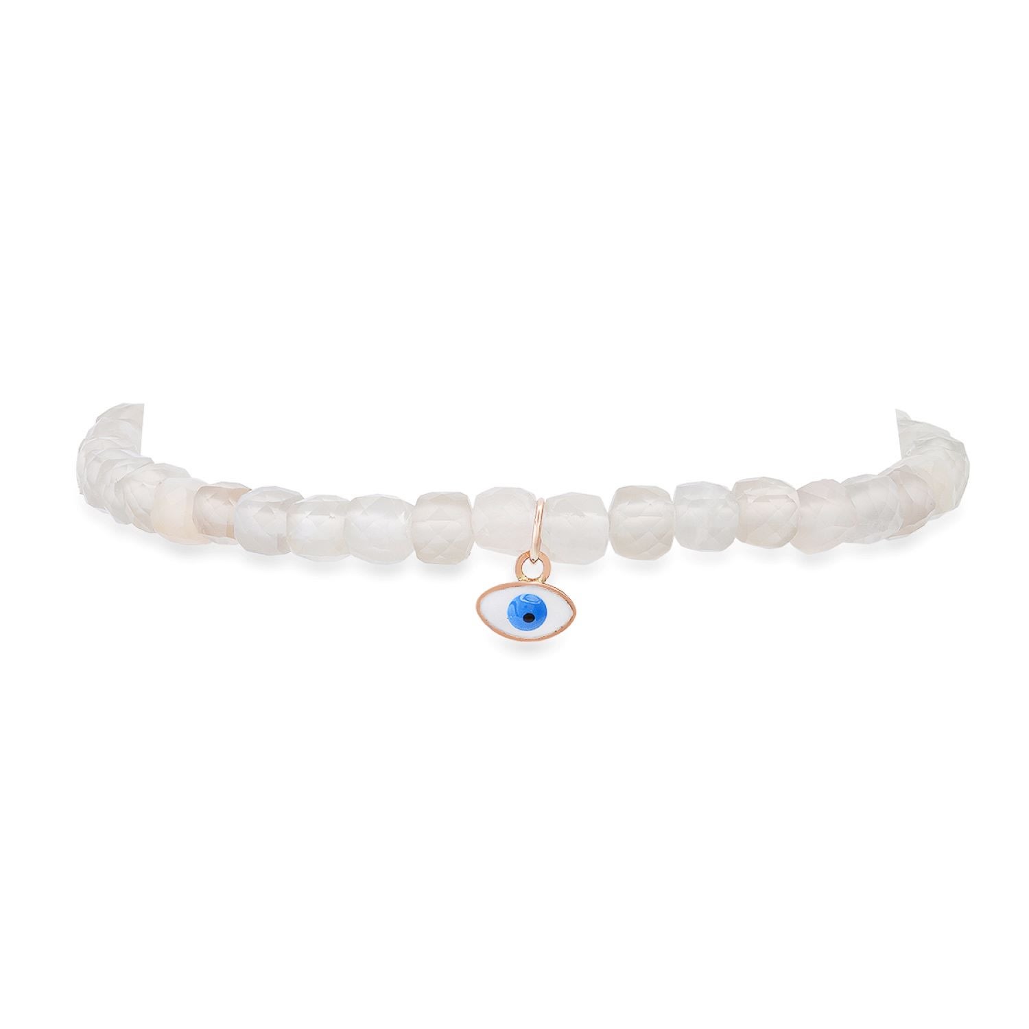 Women’s White Moonstone Evil Eye Bracelet Soul Journey Jewelry