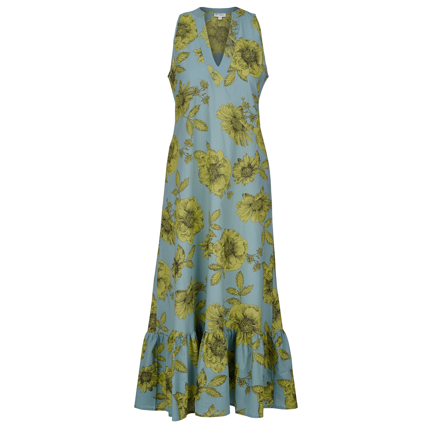Women's Green / Grey Cotton Lombock Midi Dress In Lime & Grey