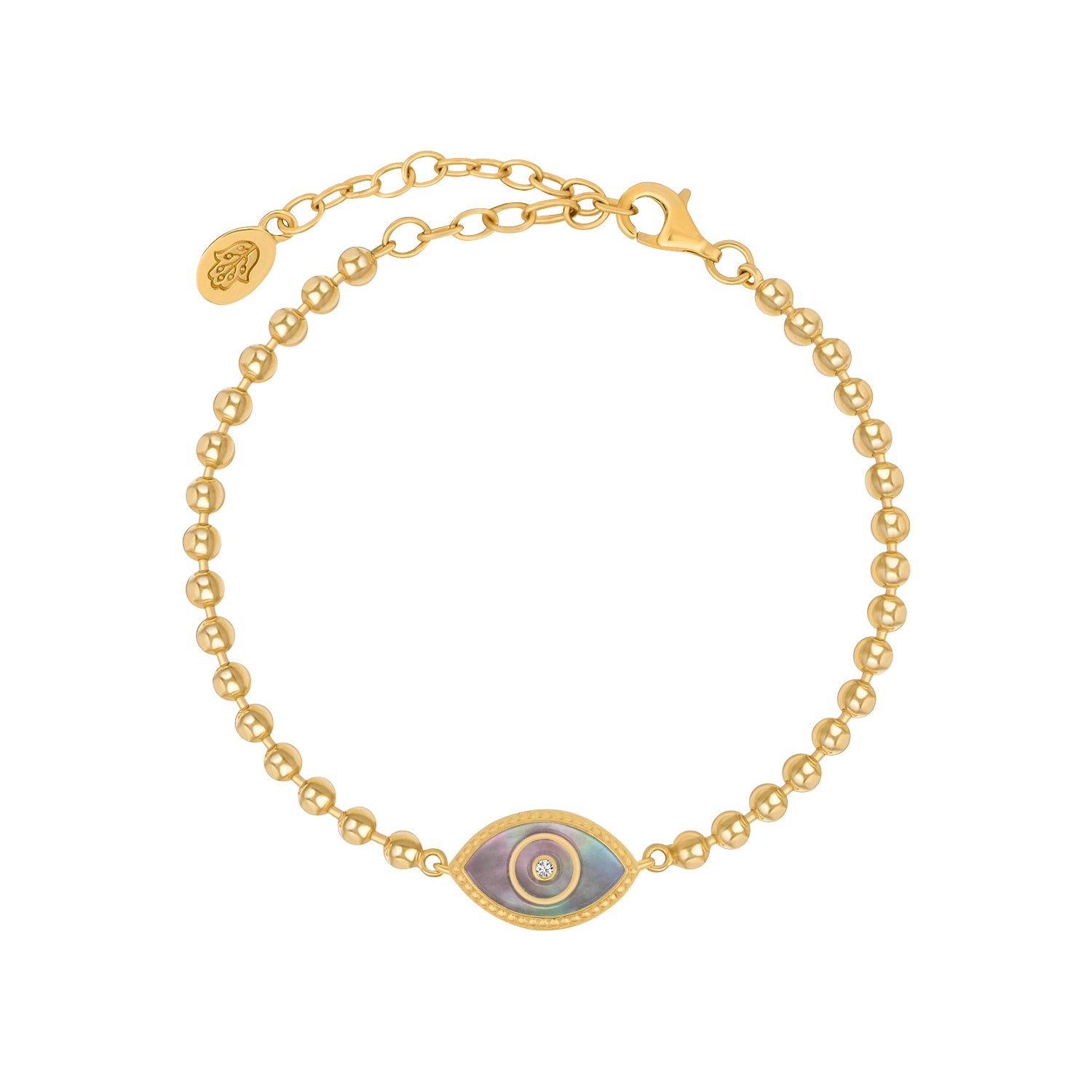 Karma And Luck Women's Gold / Grey Lucky Charisma Evil Eye Mother Of Pearl Bracelet