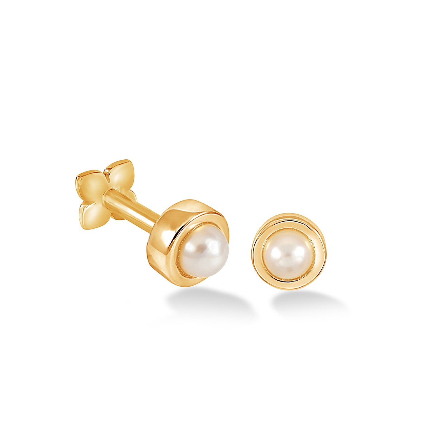 Dower & Hall Women's Solid Gold Freshwater Pearl Labret Single In Gold