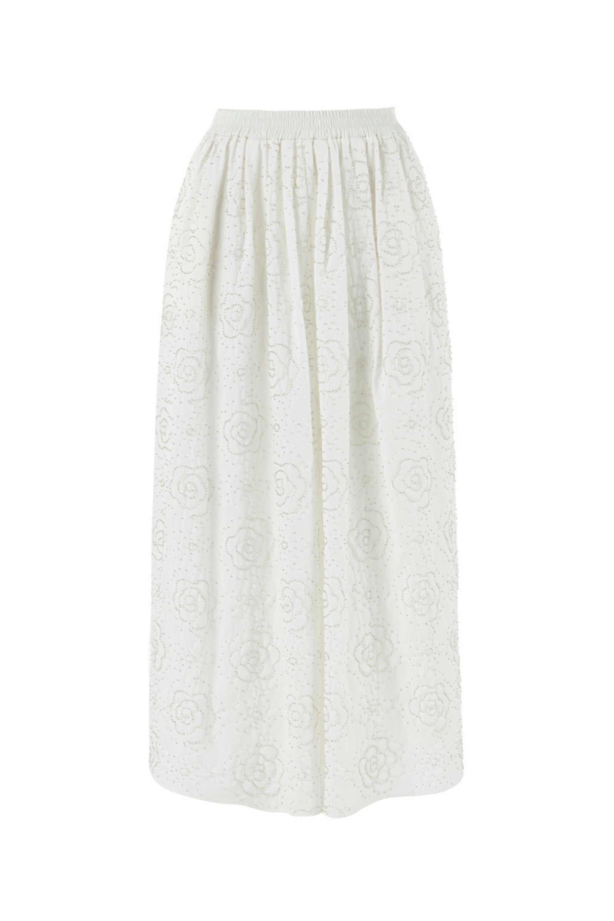 Shop Nocturne Women's White Long Skirt With Stone Embroidery