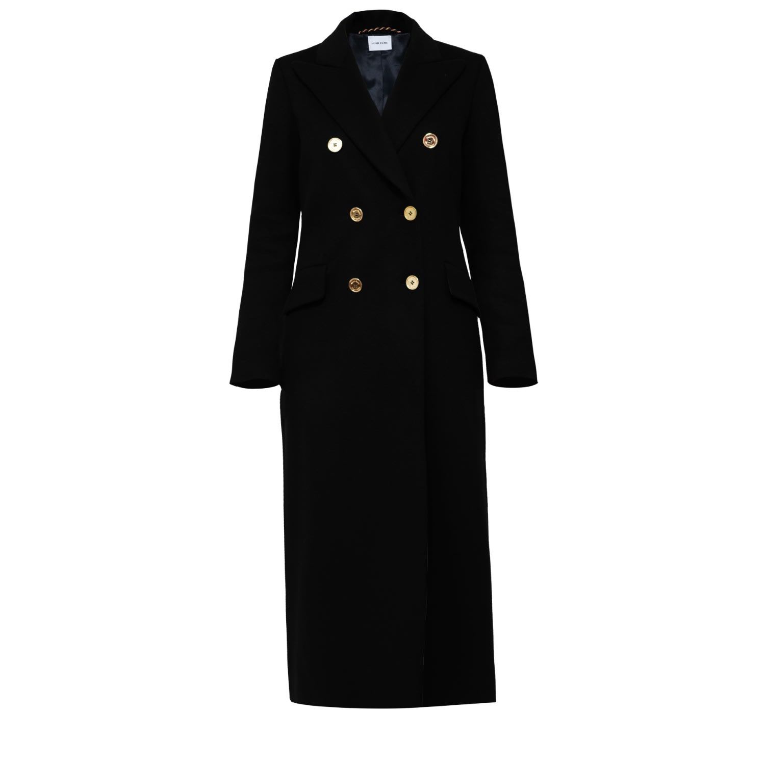 Women’s Black Meghan 100 % Cashmere Double Breasted Maxi Coat Large Nomi Fame