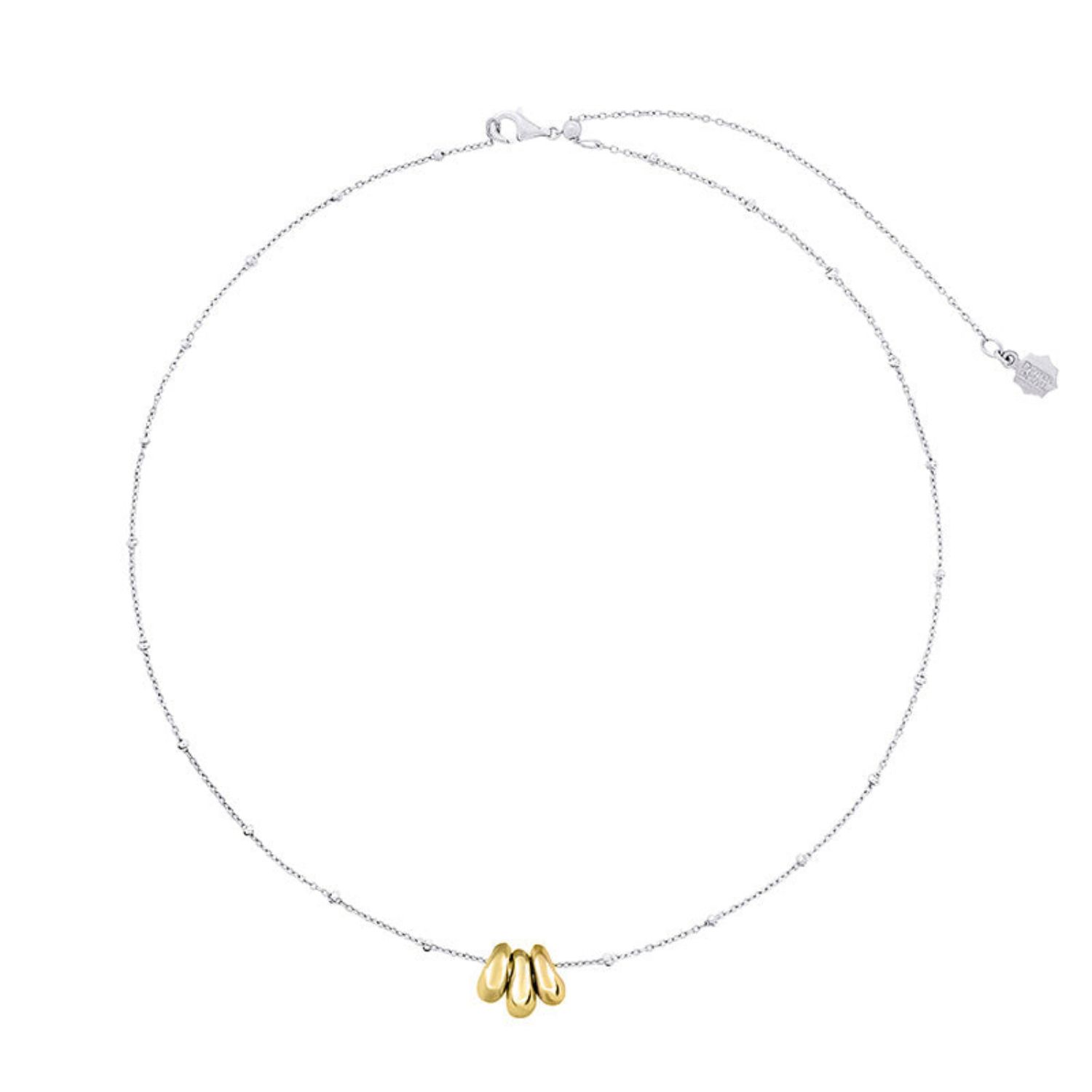 Dower & Hall Women's Silver / Gold Adjustable Chain & Nugget Trio Pendant In Mixed Silver Vermeil In Burgundy
