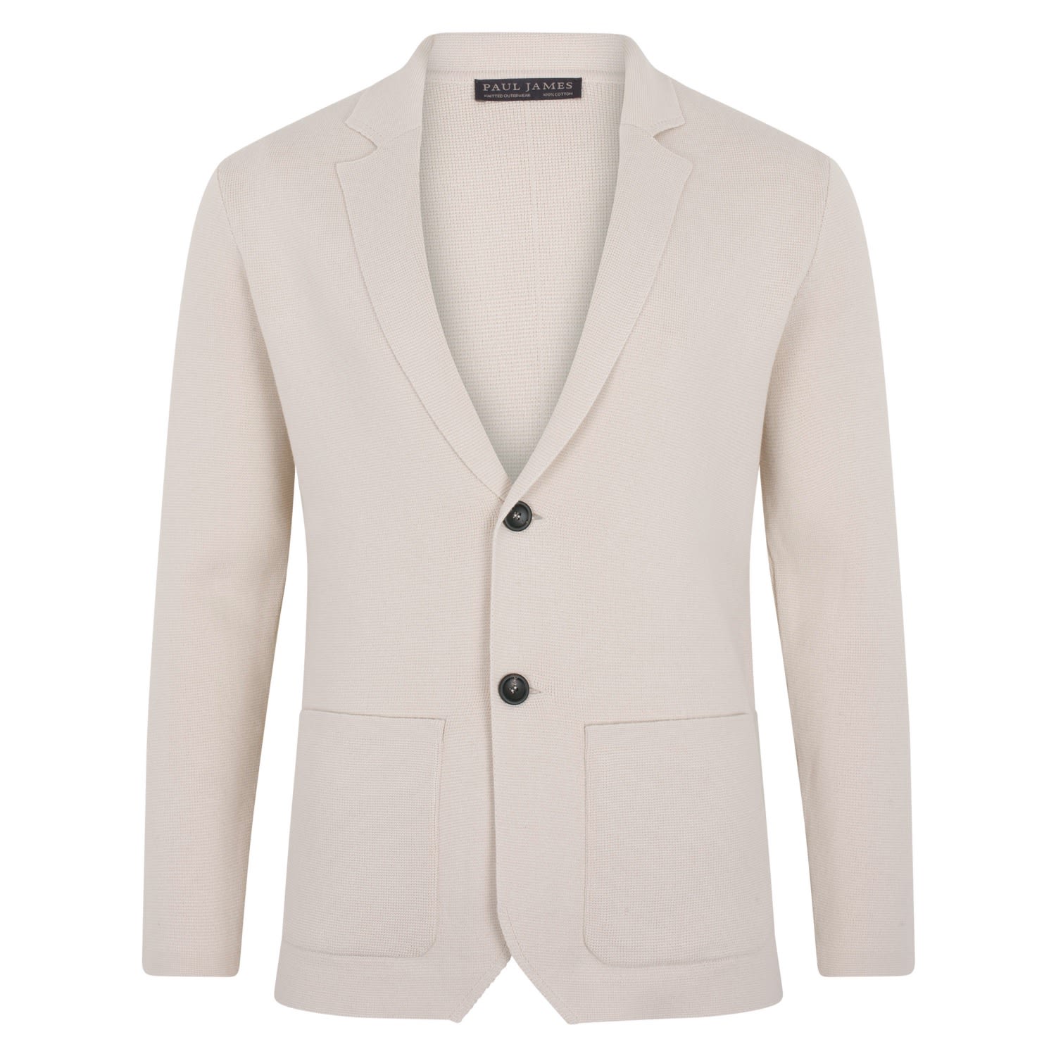 Paul James Knitwear Neutrals Mens Cotton Deconstructed Knitted Gabriel Blazer - Ecru In Beige