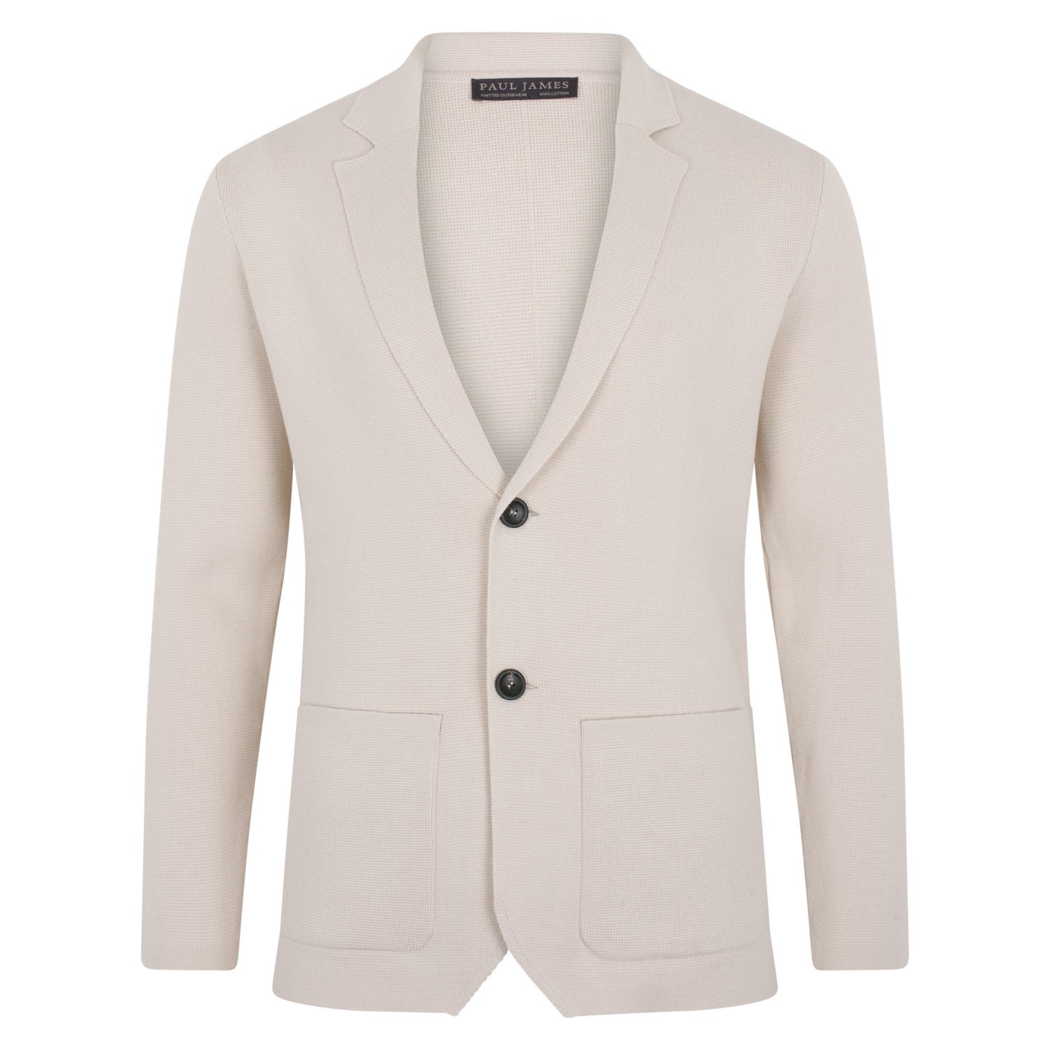 Neutrals Mens Cotton Deconstructed Knitted Gabriel Blazer - Ecru Extra Small Paul James Knitwear