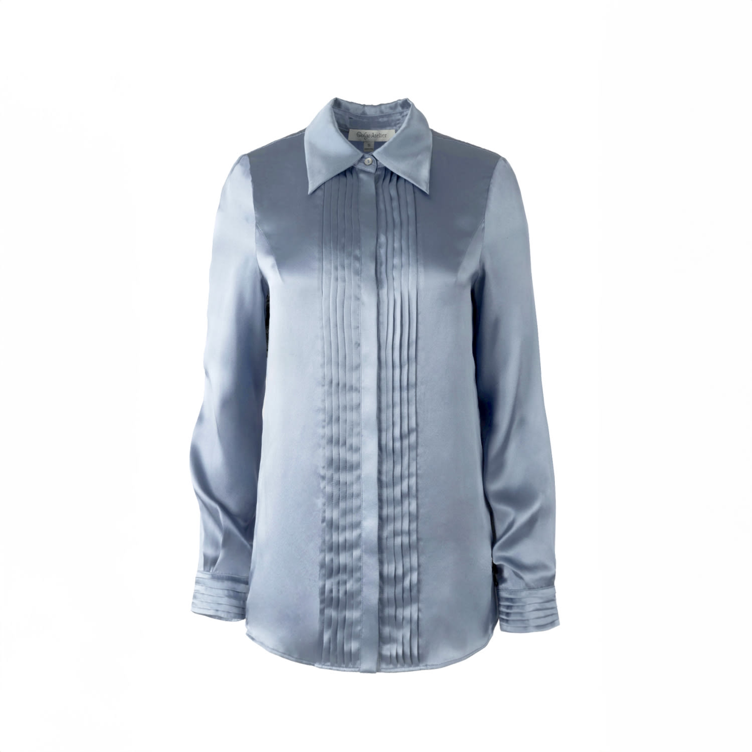 Solgo Atelier Women's Solgo Pleated Silk Shirt Blue In Blue