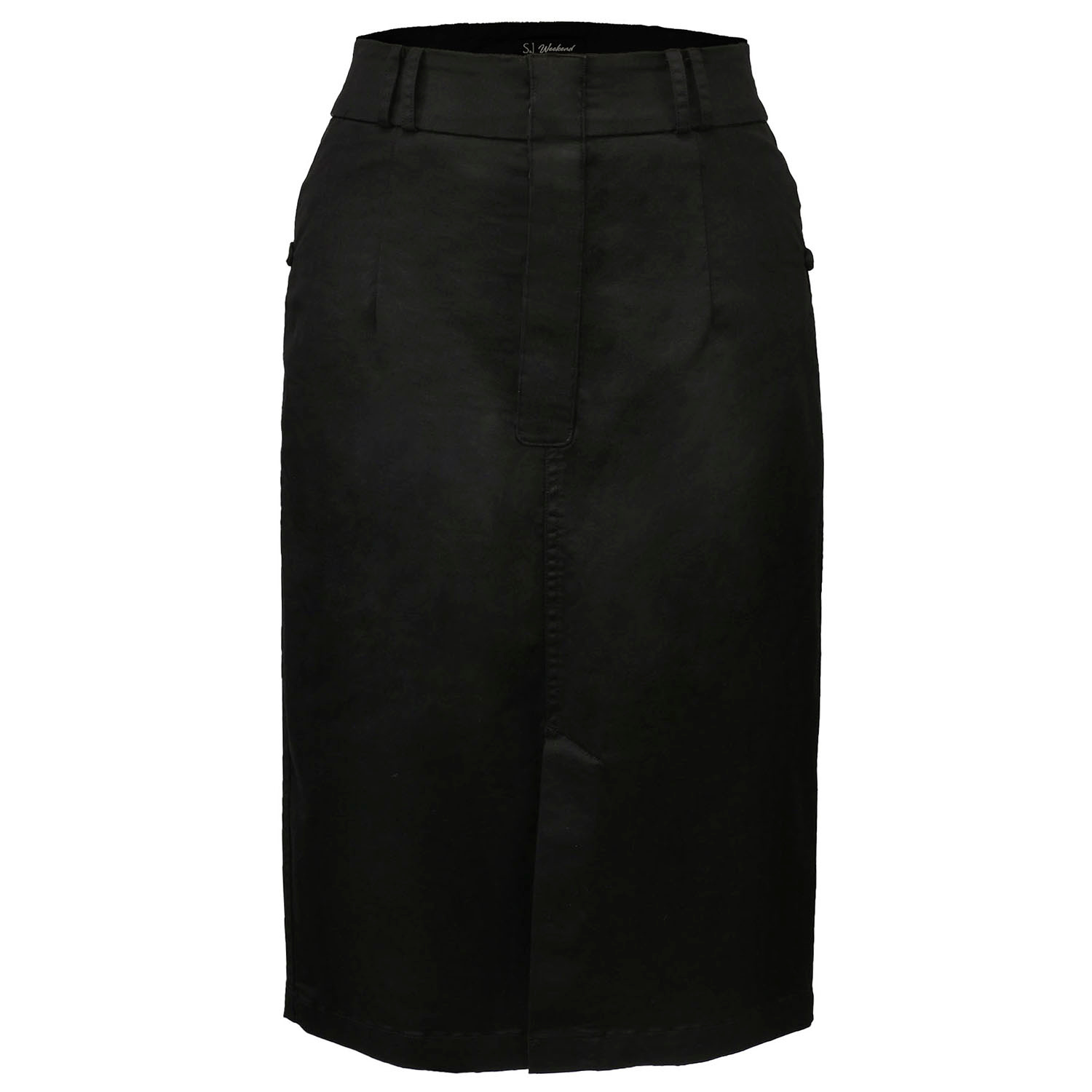 Smart And Joy Women's Pencil Cotton  Skirt - Black In Black