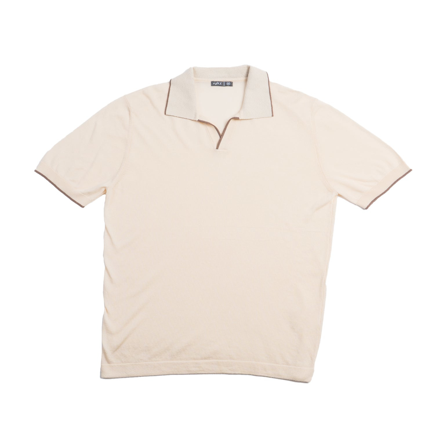 Eight X Men's Neutrals Sable Short Sleeve Knit Polo - Creme In Neutral