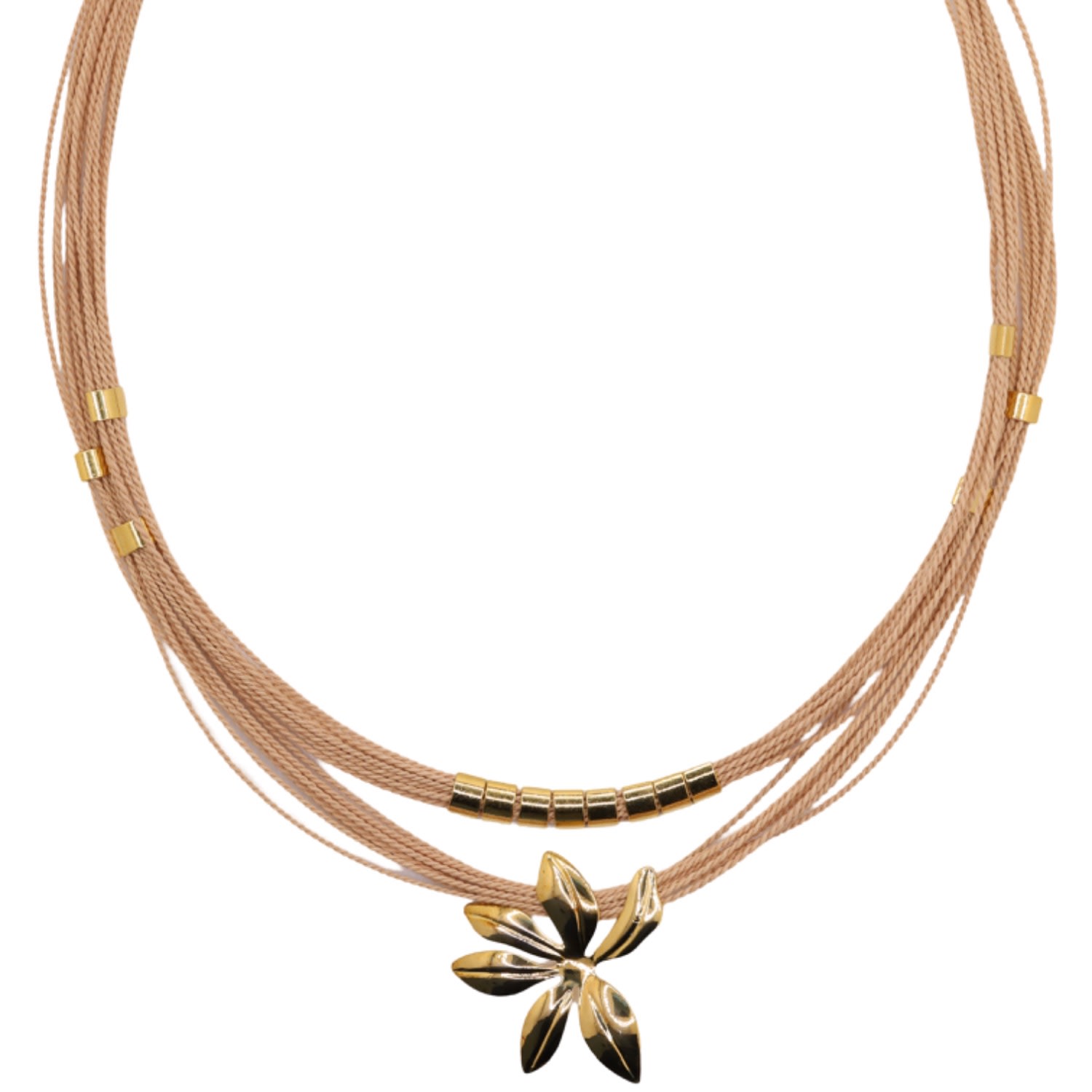 Women's Neutrals / Gold The Flower Buriti Natural Fiber Necklace | Nart Nature Making Art