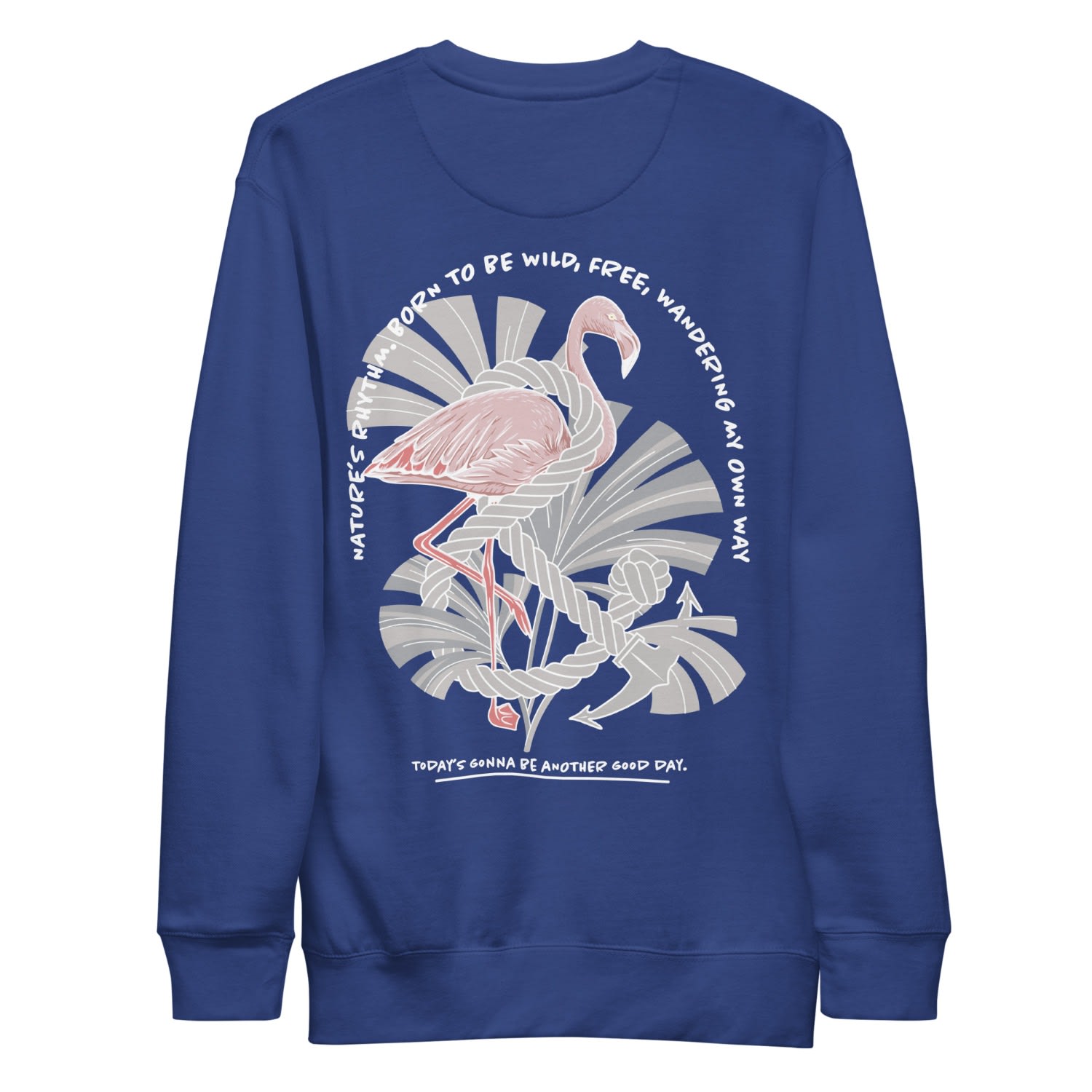 Anchor & Crew Blue Team Royal Flamingo Another Good Day Cotton Blend Sweatshirt - Women In Blue
