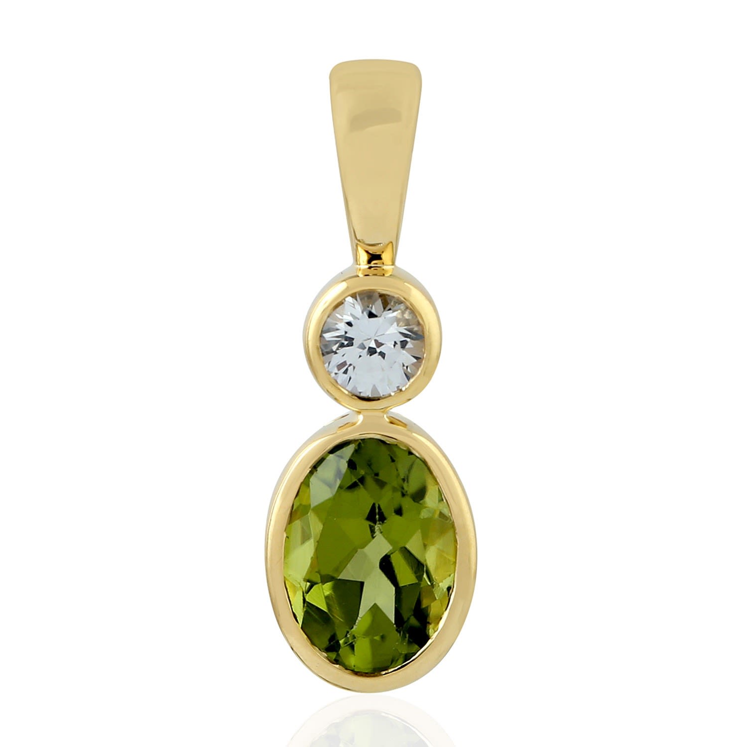 Women’s Green / White Peridot Charm Pendant Yellow Gold Sapphire Jewelry Artisan