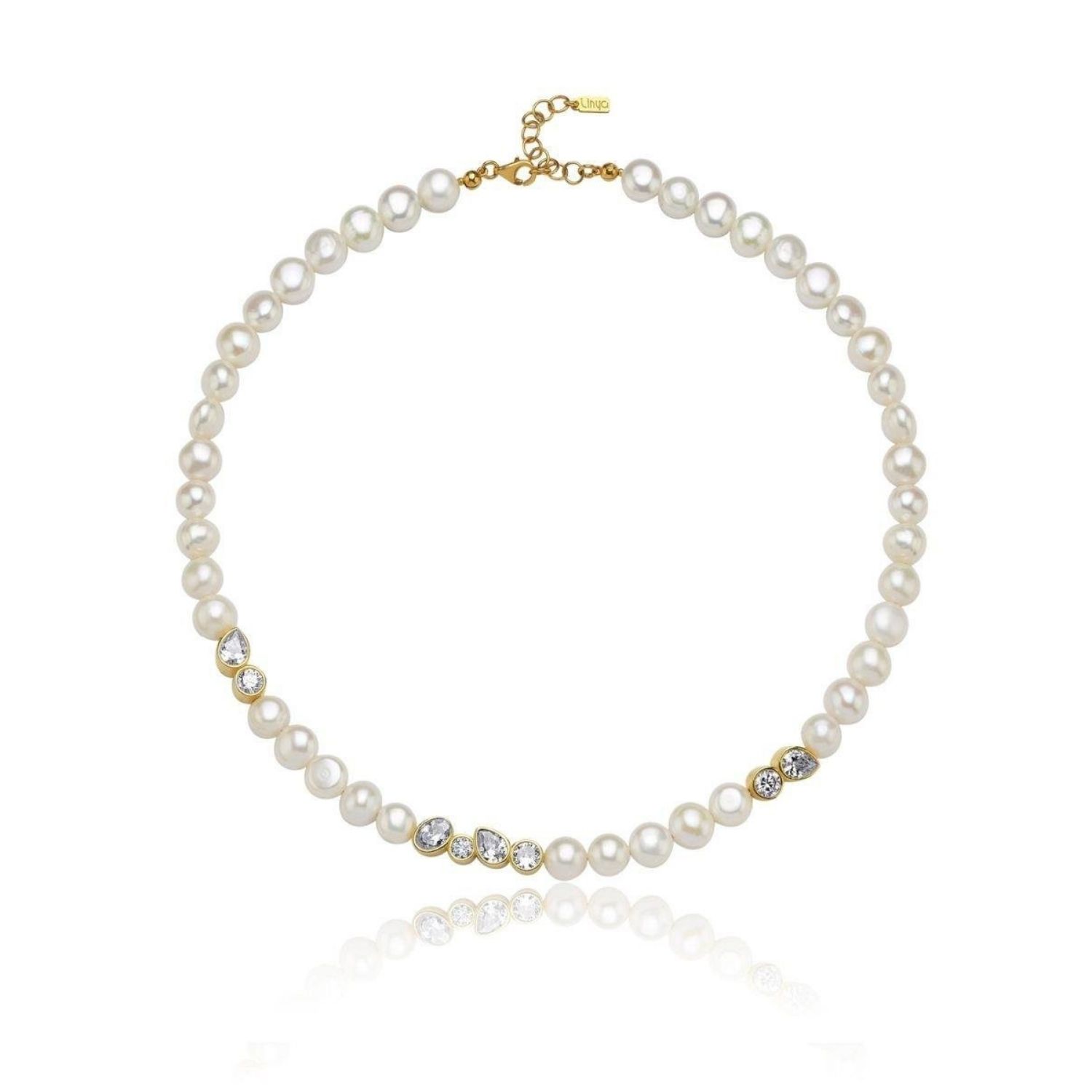Linya Jewellery Women's Diana White Stone Pearl Necklace In White