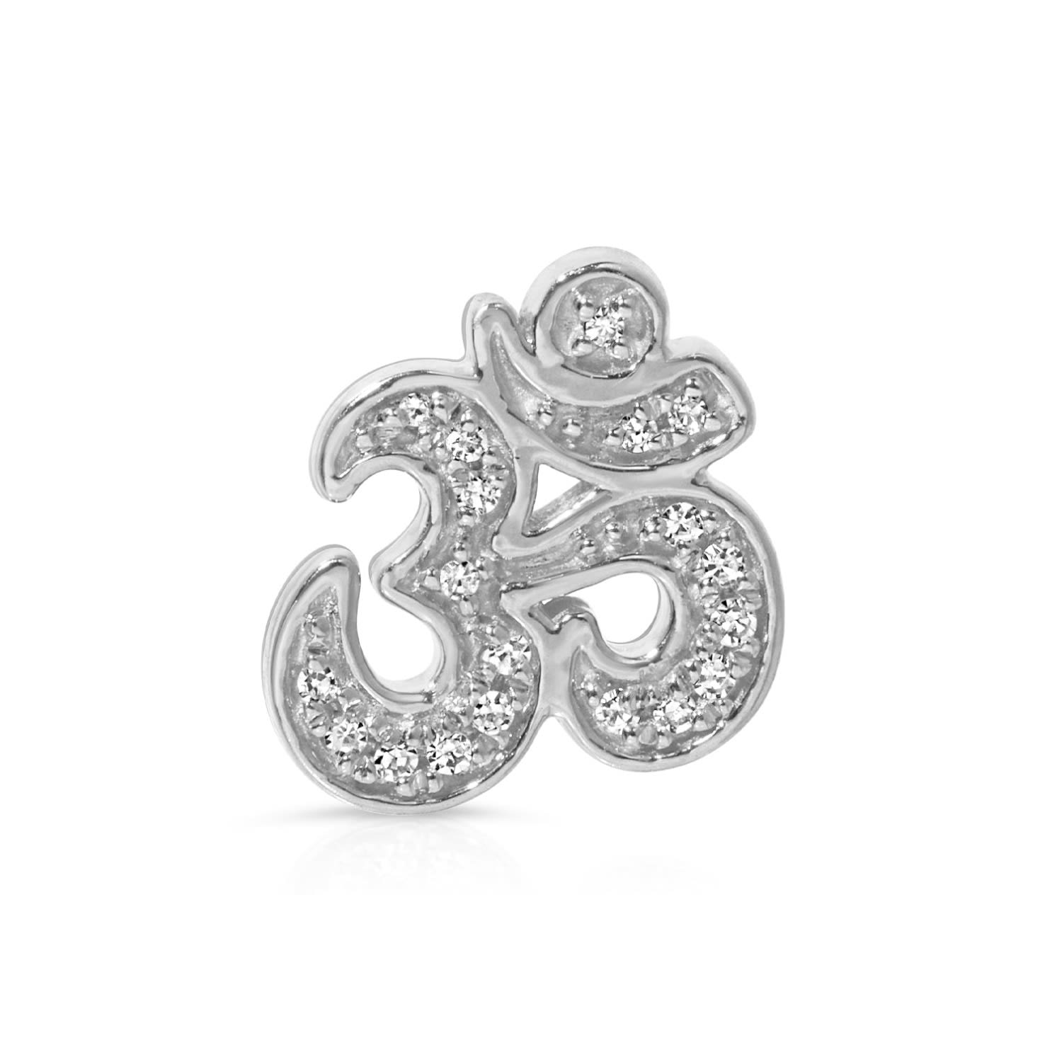 Women’s PavÃ© Charm Stud - 14K White Gold - Om Maya Brenner