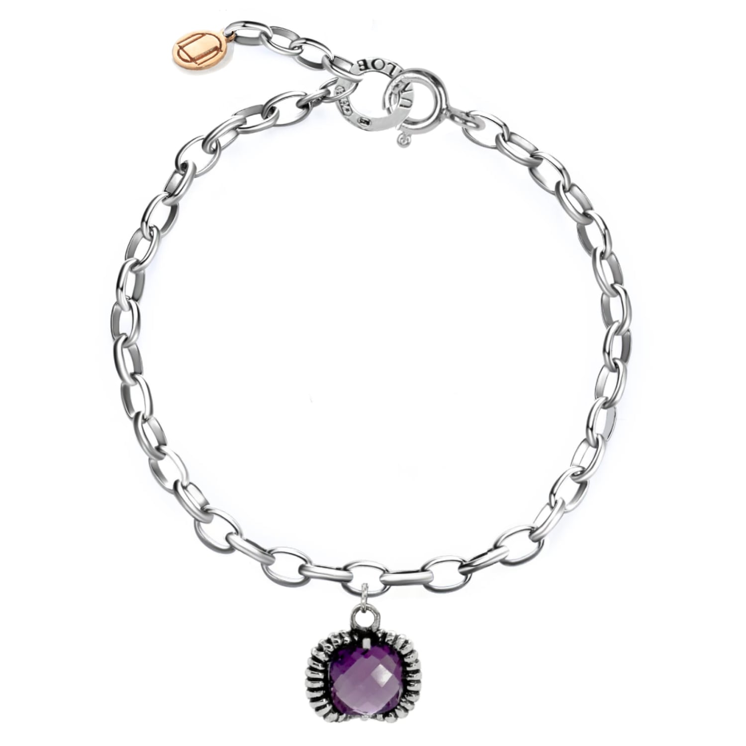 Unaloe Women's Pink / Purple Fantasy Bracelet Silver– Timeless Elegance With Purple Crystal