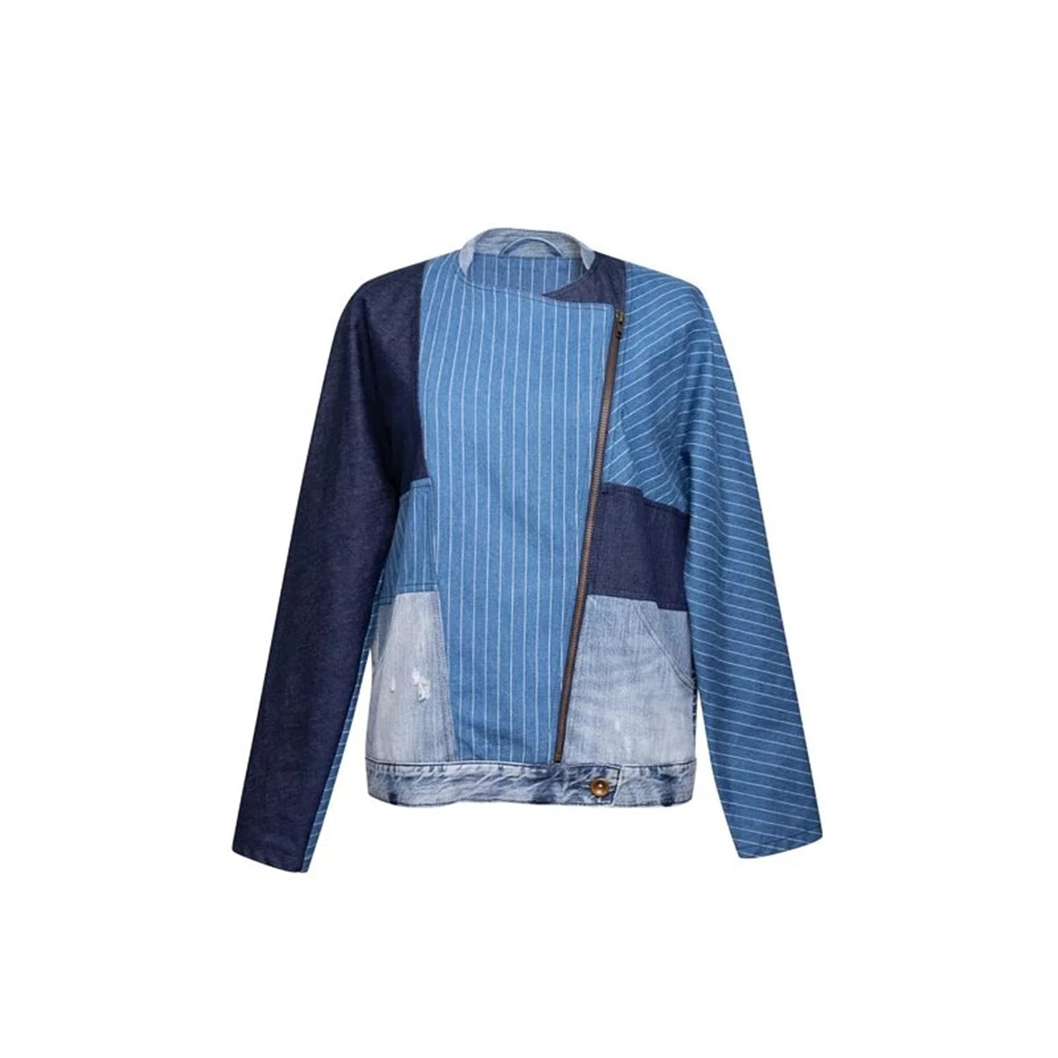 Story Wear Women's Blue Raglan Sleeve Biker Jacket