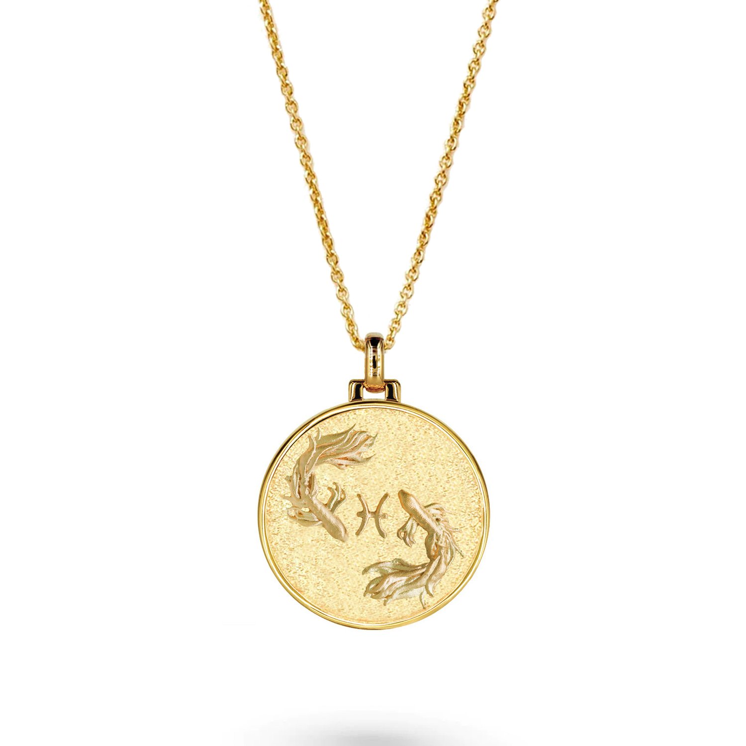 Vermaye Switzerland Women's Gold Pisces Necklace Vermeil Cablechain In Gold