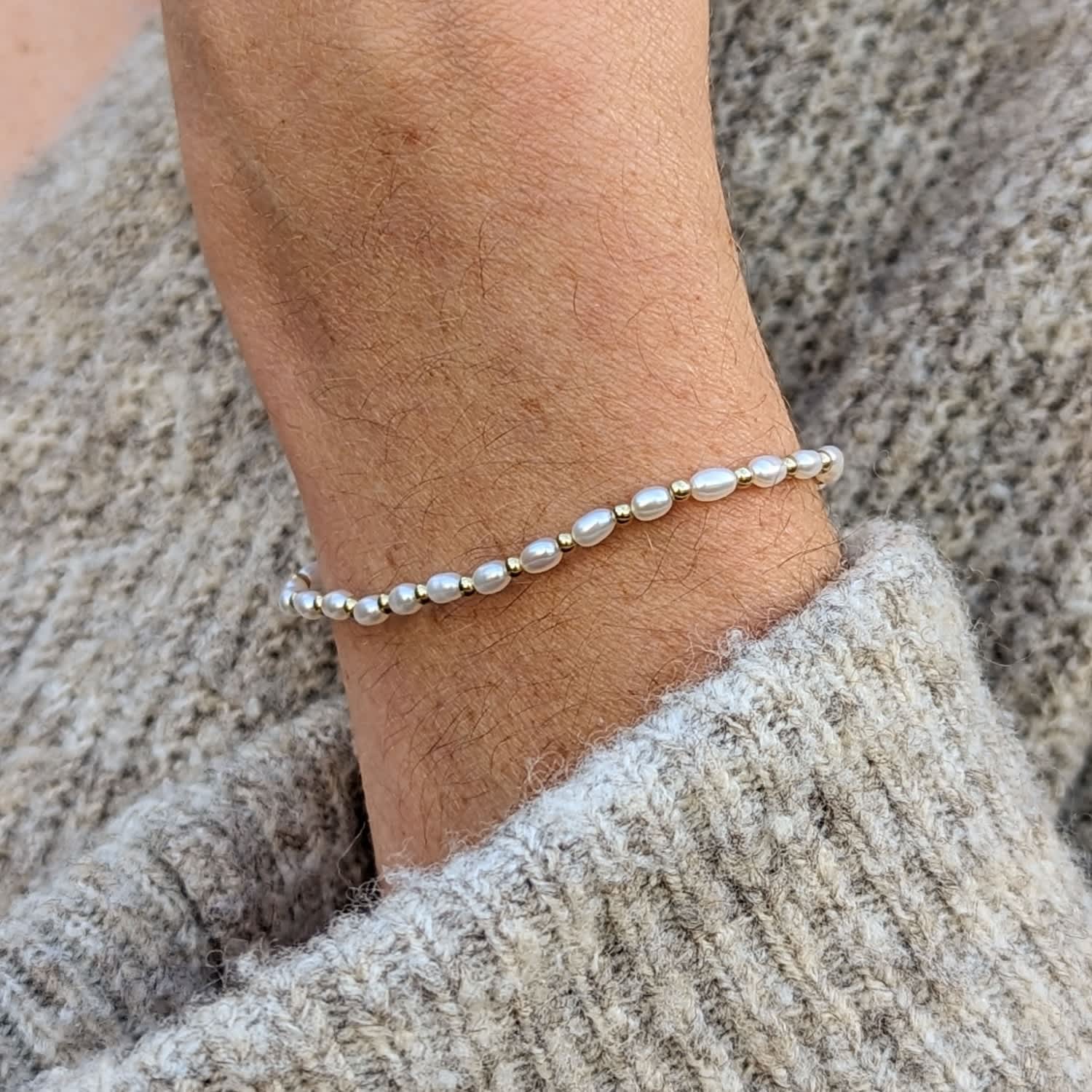 Nina Tiny Pearl And Bead Sterling Silver Bracelet, Kiri & Belle