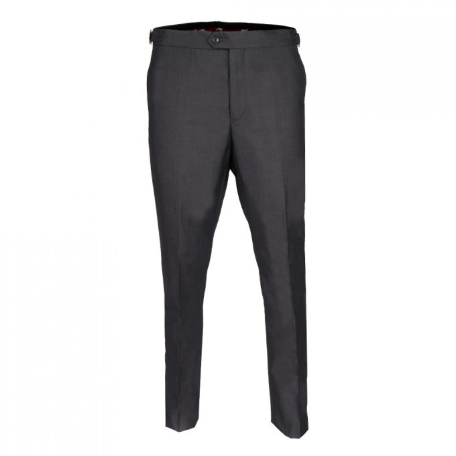 David Wej Men's Grey Plain Dress Trousers With Side Adjusters – Charcoal In Grey