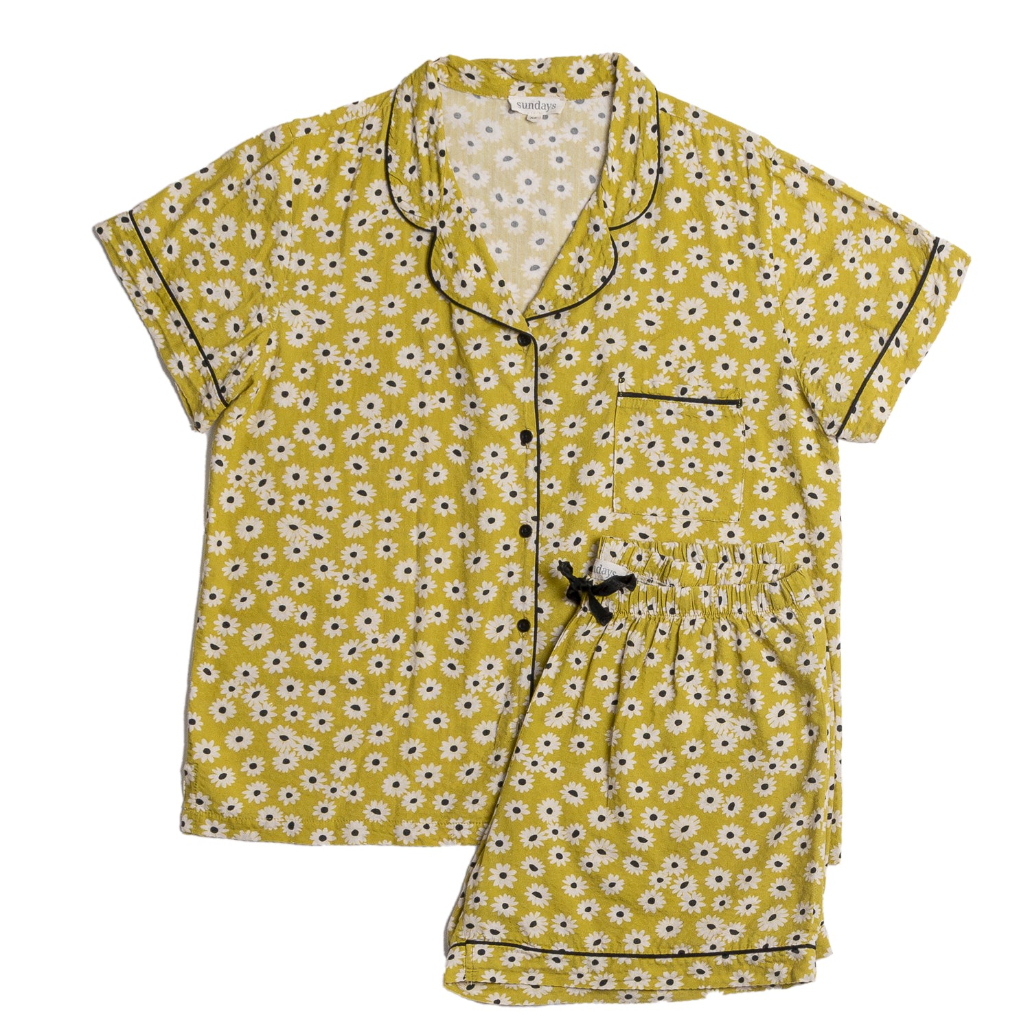 Women’s Yellow / Orange Lime Spring Daisy - Pyjama Set Large Sundays