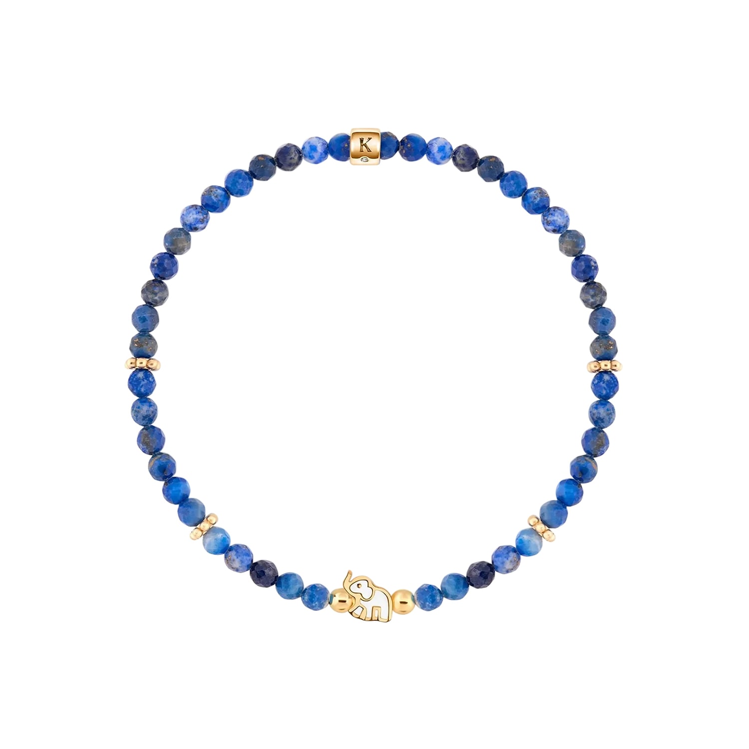 Karma And Luck Women's Blue Gentle Strength Lapis Lazuli Elephant Charm Bracelet