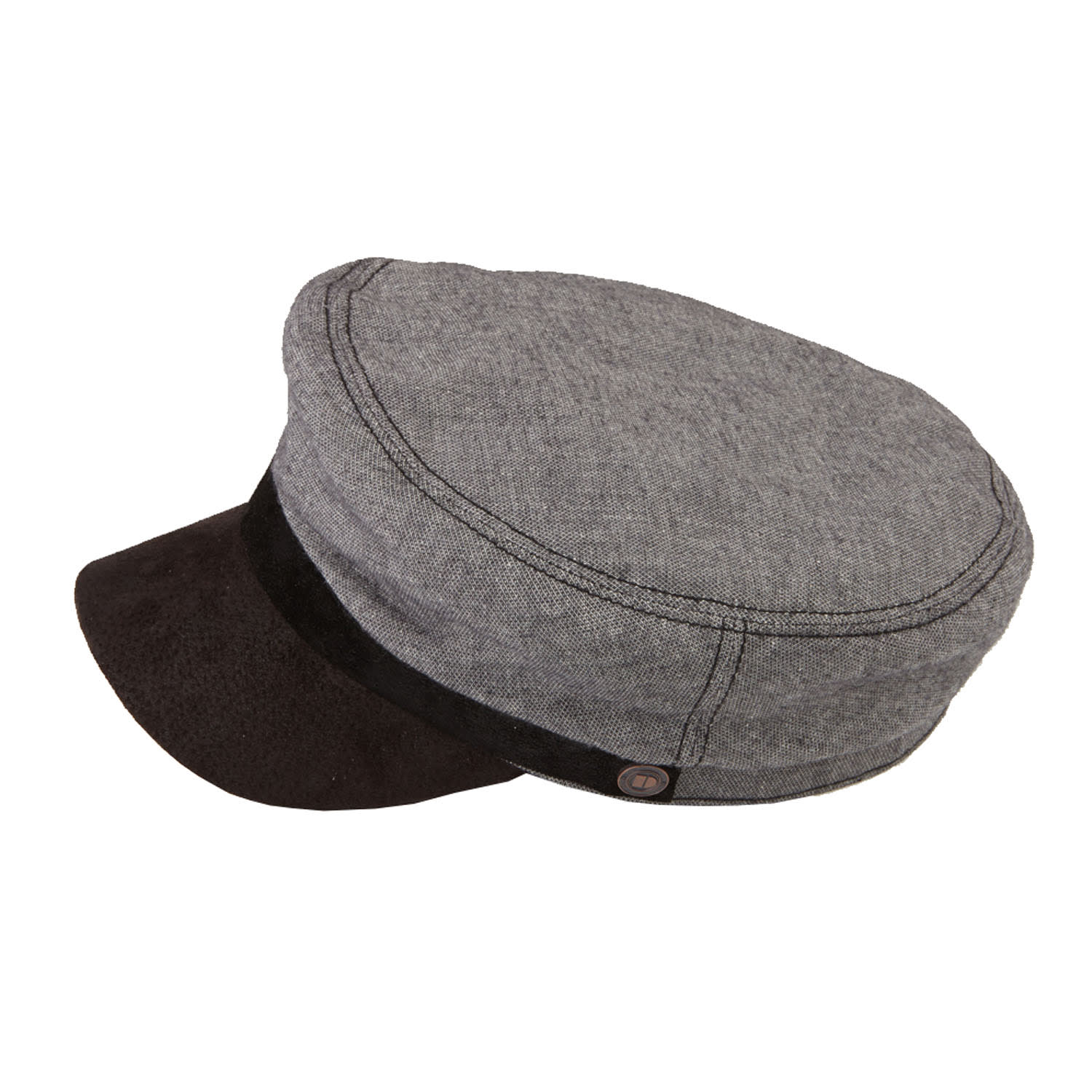 Dasmarca Hats Men's Grey Laboca Slate Linen Fisherman's Cap Sailor Cap With Leather Peak