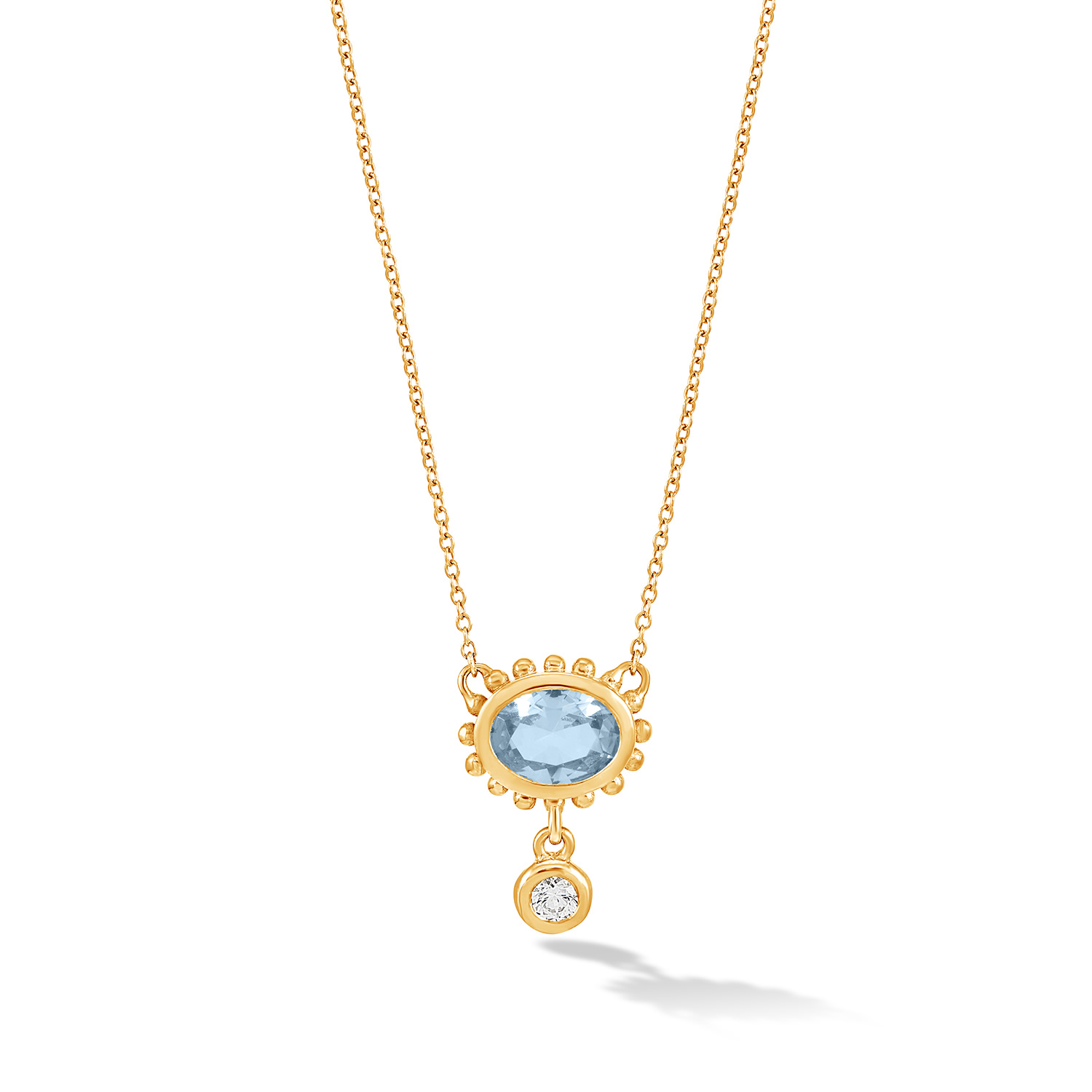 Women’s Gold / Blue Fine Yellow Gold Anemone Pendant With Blue Topaz & Diamond Dower & Hall