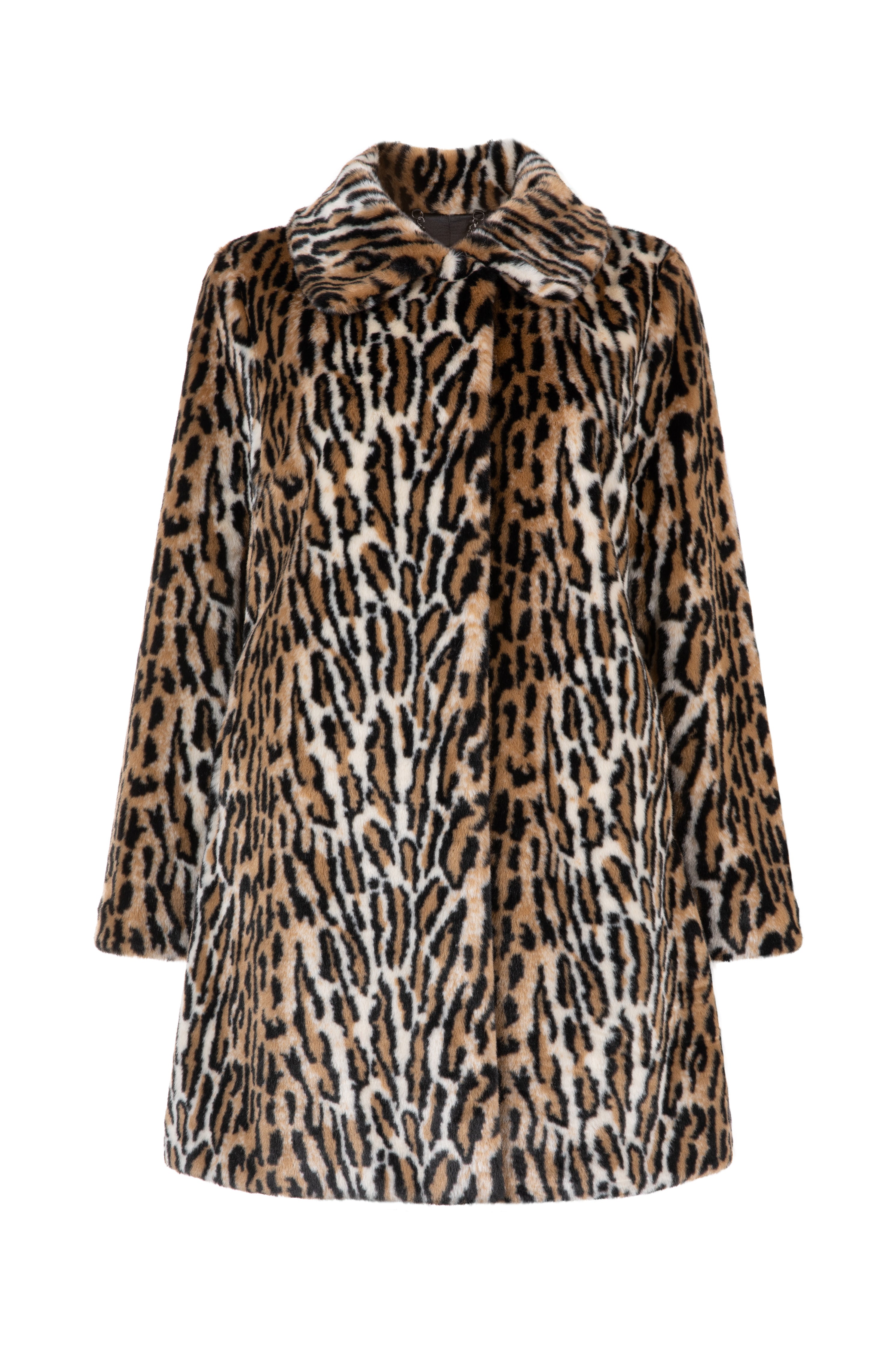 Issy London Women's Neutrals Adele Leopard Faux Fur Coat In Animal Print
