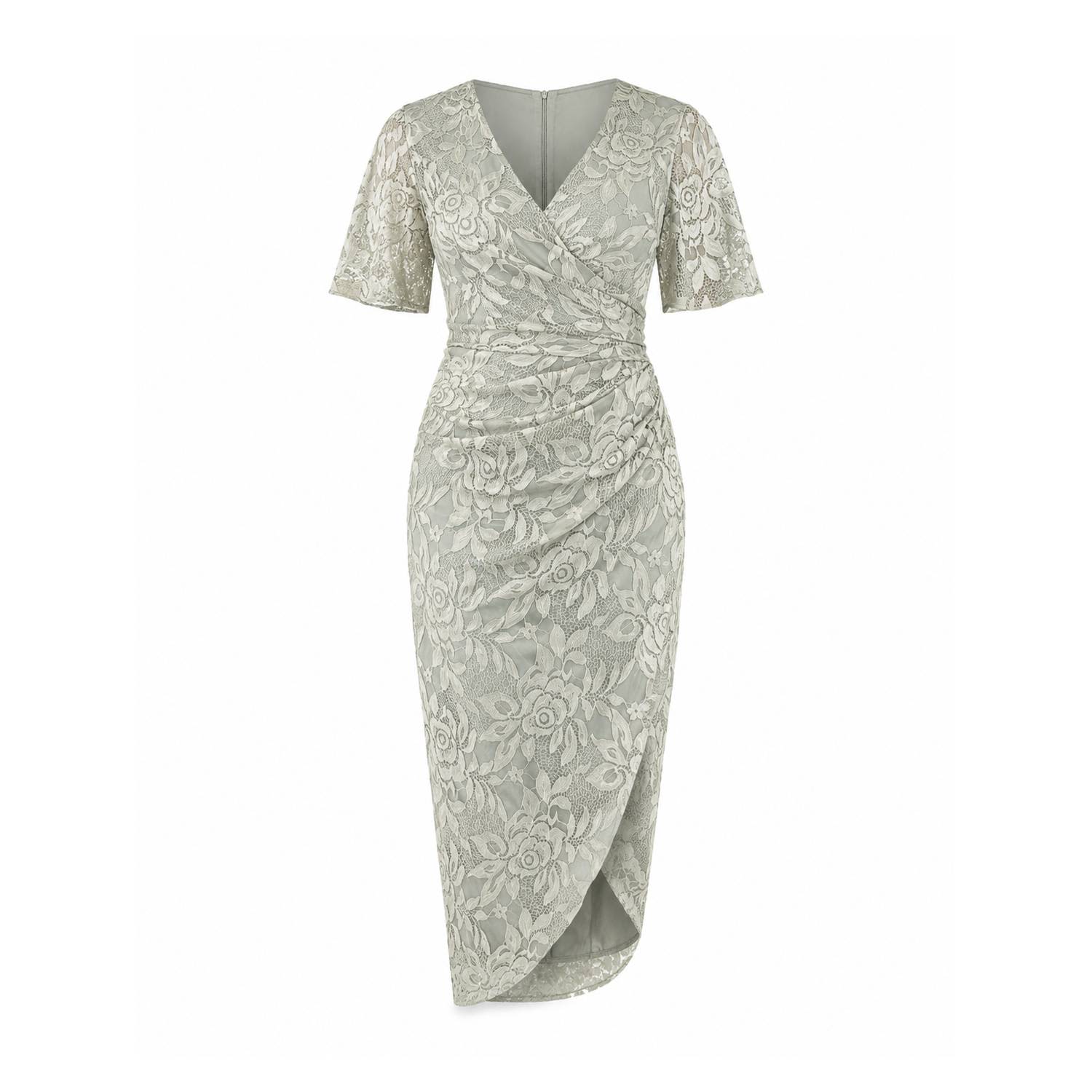 Natasha Angel Sleeve Wrap Midi Dress In Sage Lace | Girl In Mind | Wolf &  Badger