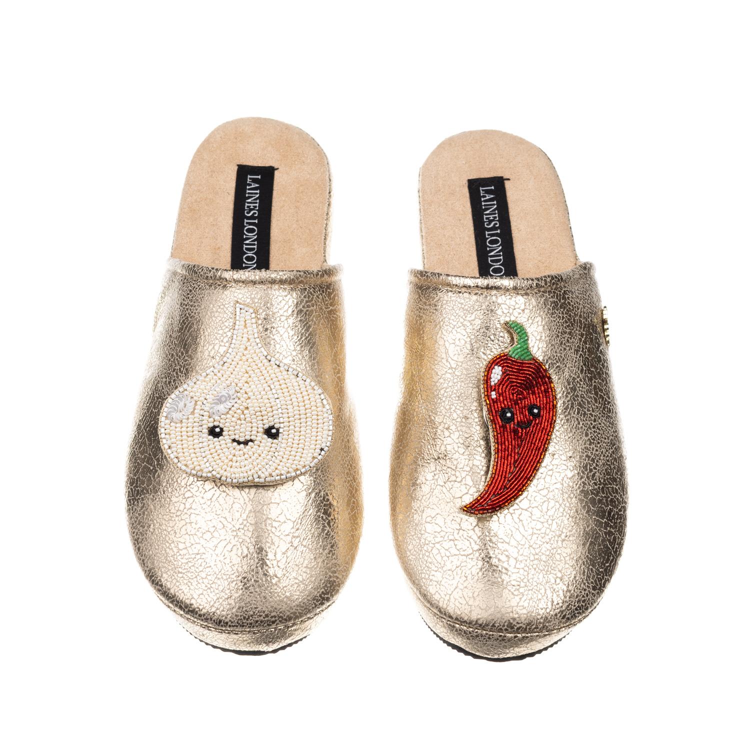 Laines London Women's Gold Softies With Laines Loveables Garlic & Chilli Brooches In Gold