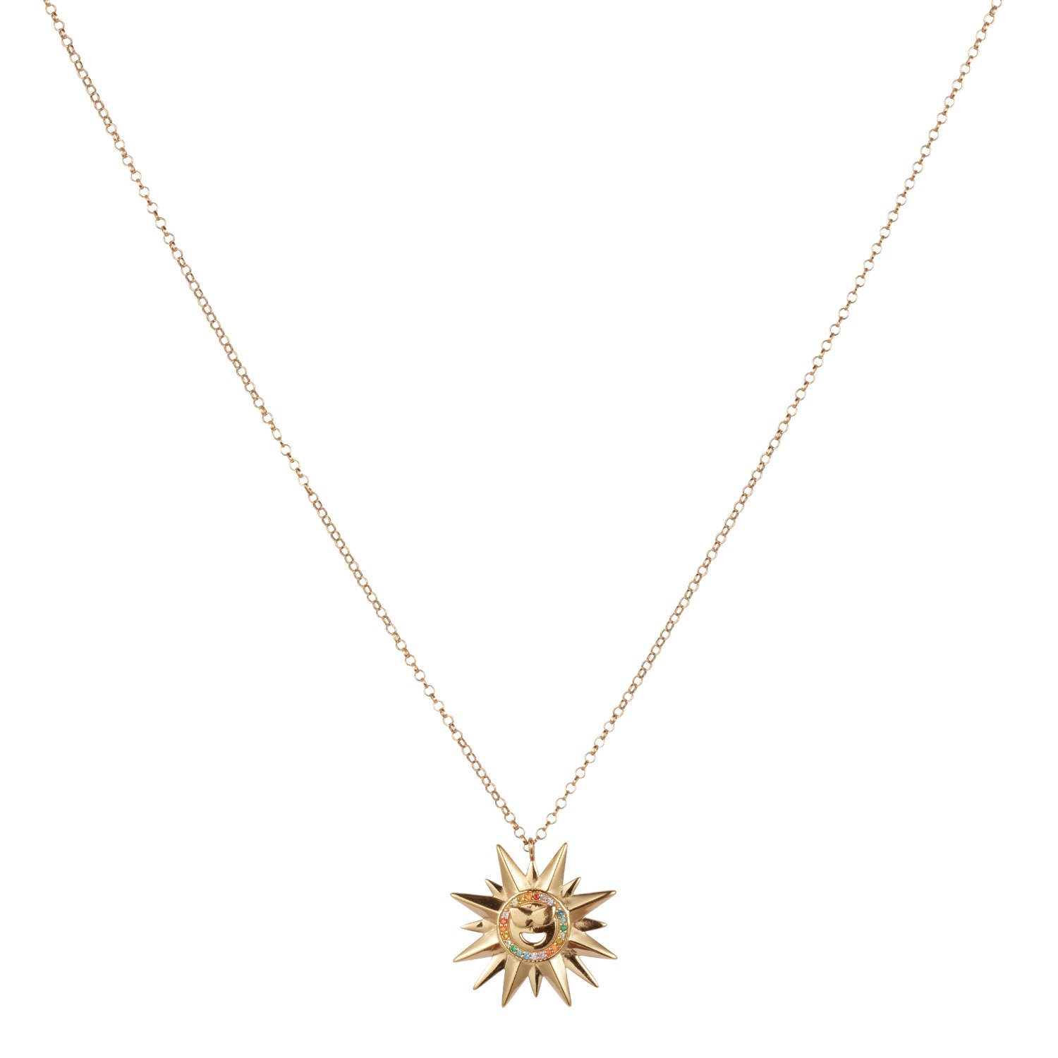 Toolally Women's Gold Sunburst Pendant - Cool Rainbow In Gold