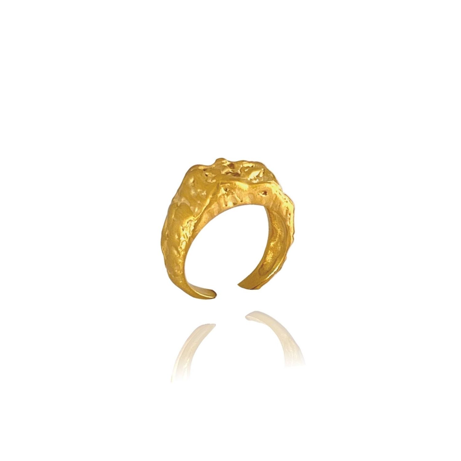 Women’s Deka Amorphous Rectangular Matte Gold Ring Linya Jewellery