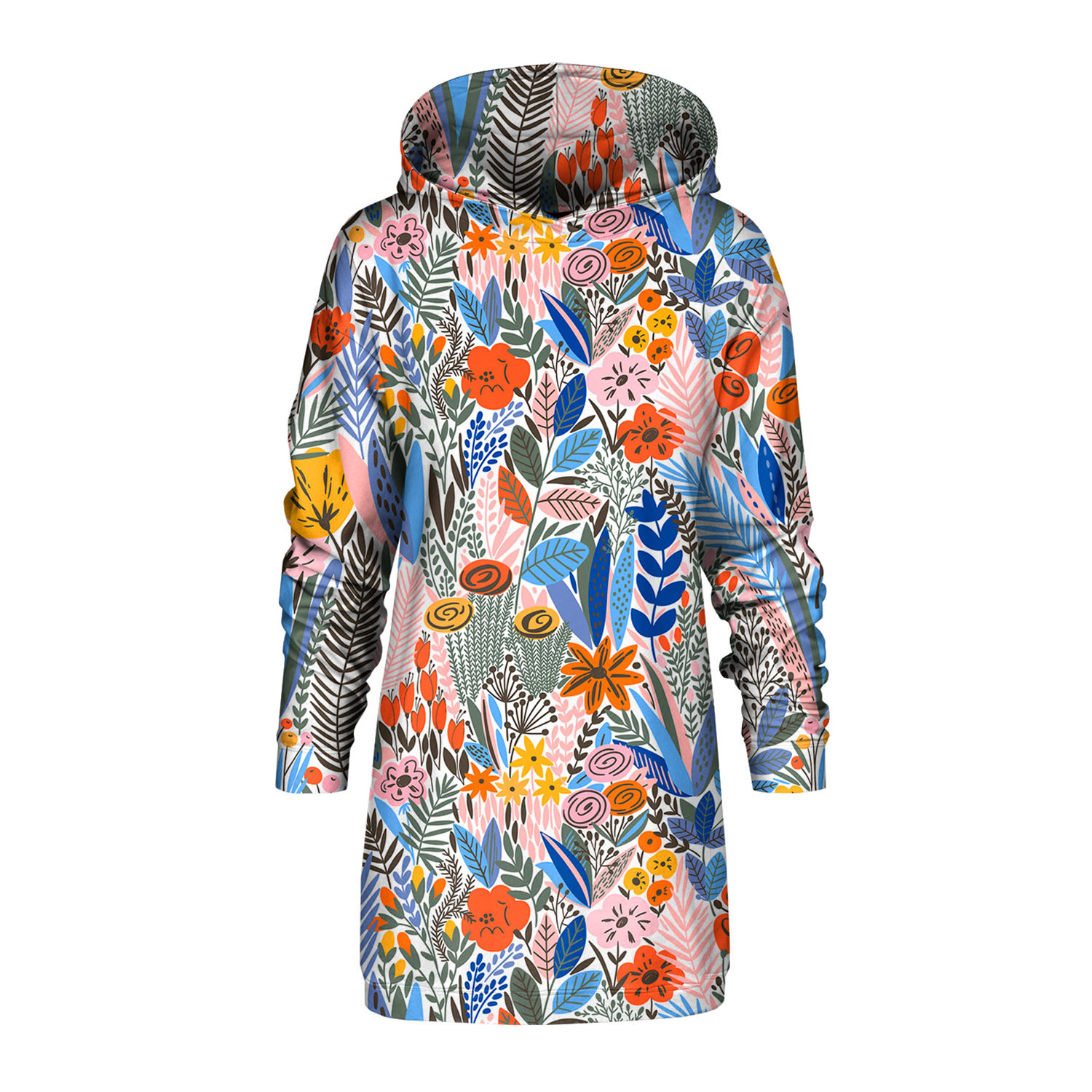 Aloha From Deer Women's Floral Pattern Oversize Hoodie Dress