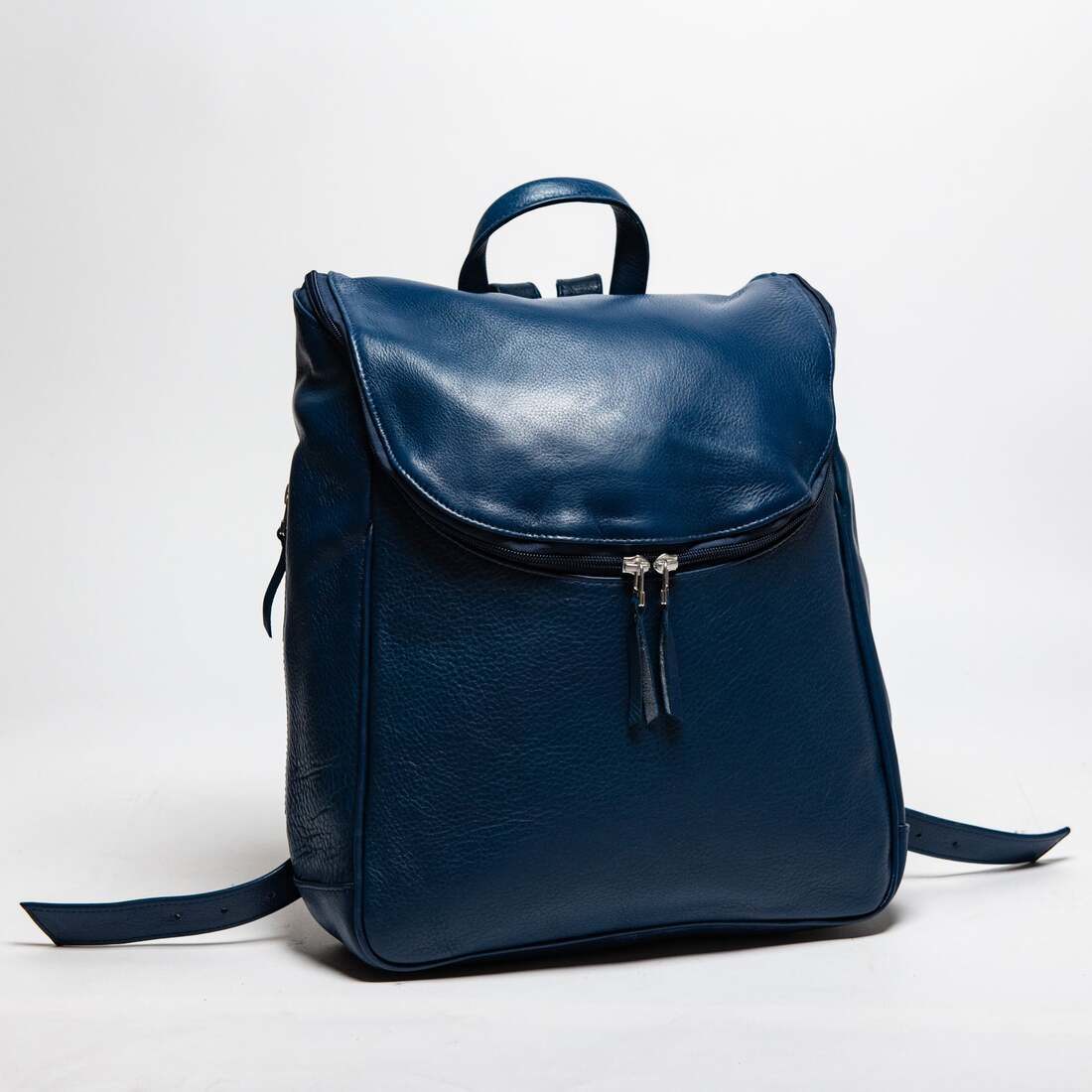 Hides Leather Co. Women's Blue Minimal Genuine Leather Backpack - Kelly