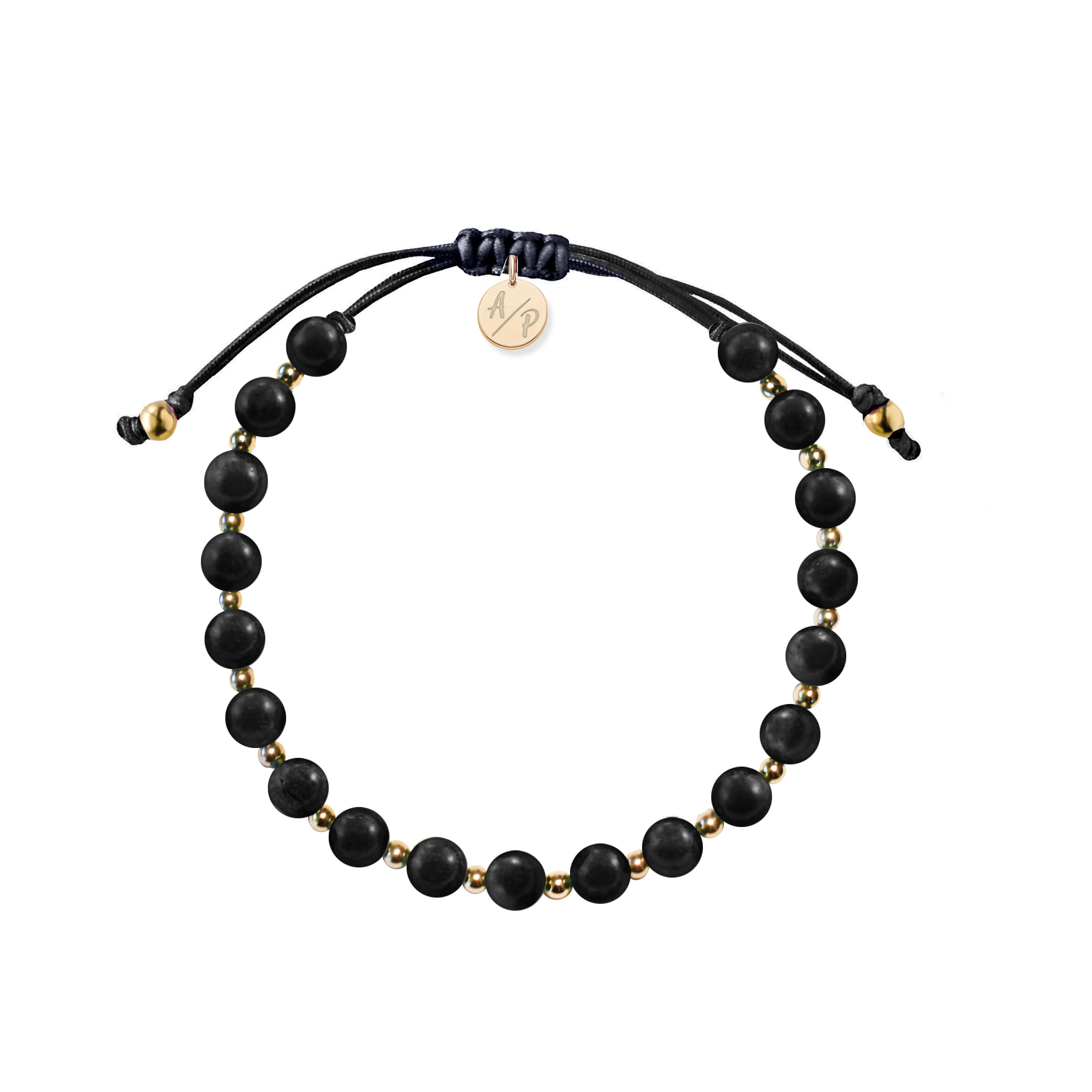 Navi Gold Beaded Bracelet - Jet Black, Bracelets