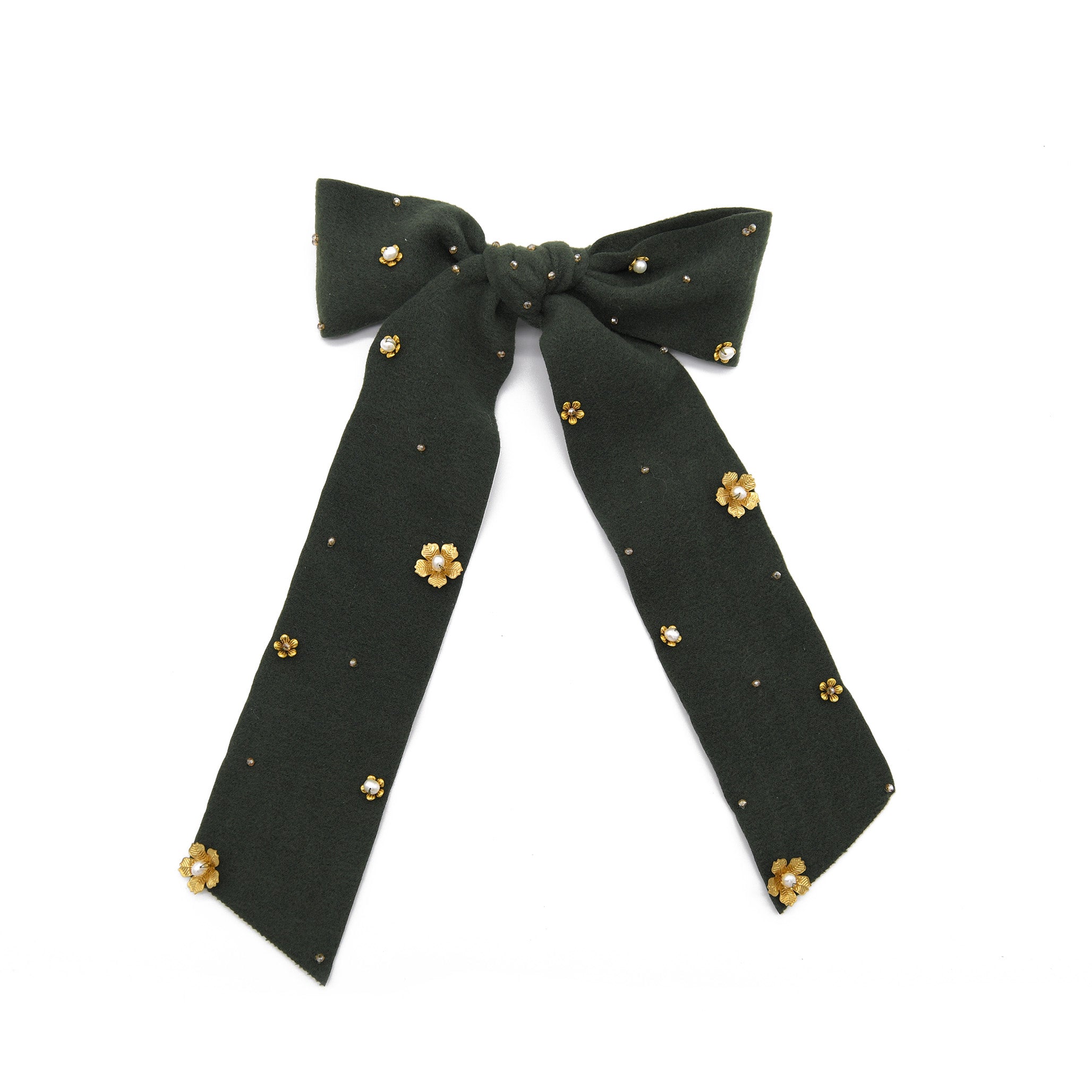 Adiba Women's Green Zinnia Handmade Barrette