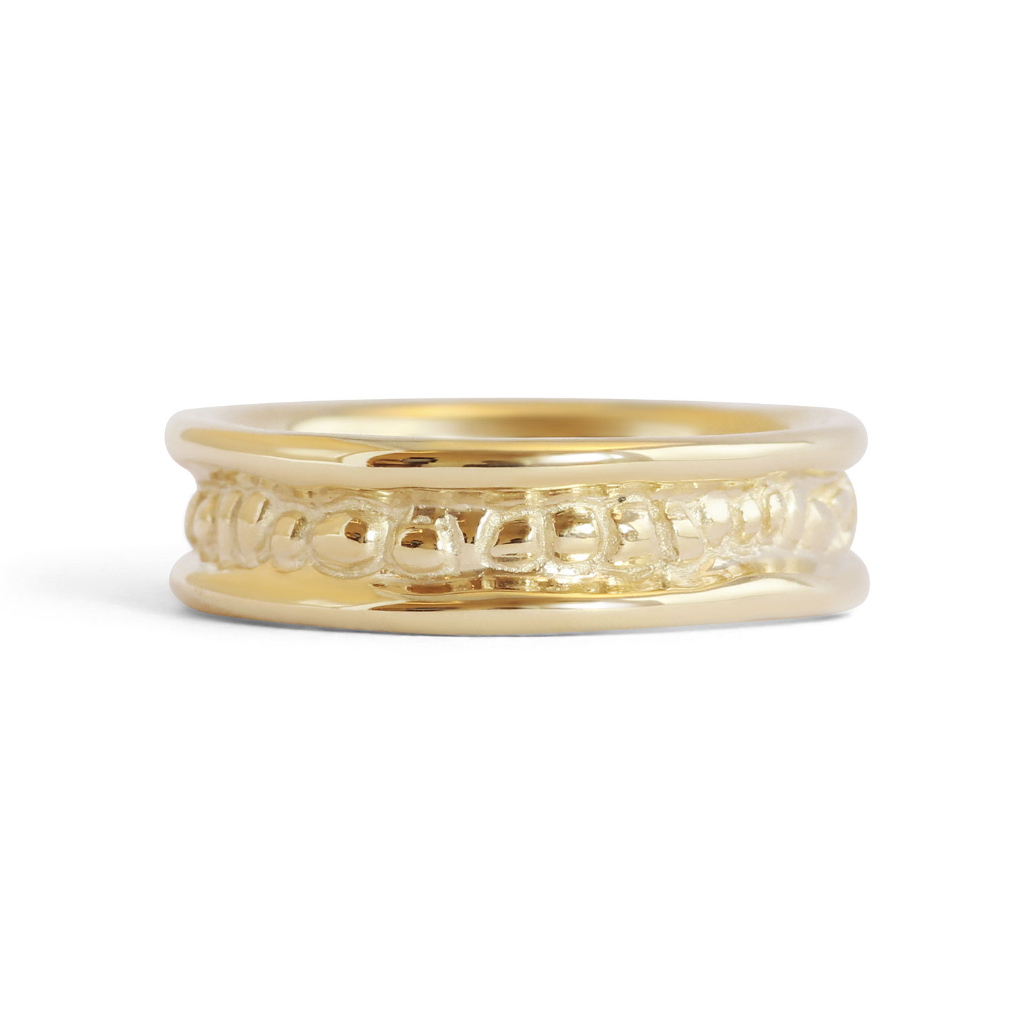Women’s Gold Ruins Band Polished Sides Goldpoint Jewelry
