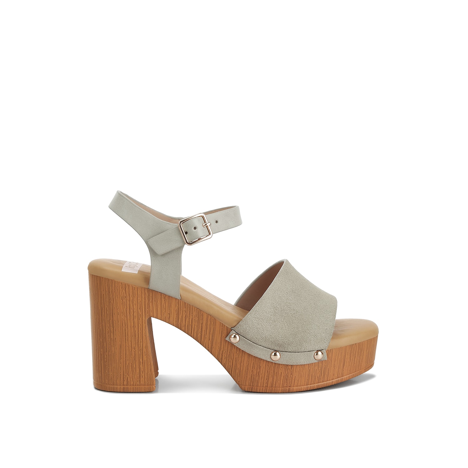 Rag & Co Daniela Suede High Block Sandals In Beige In Grey