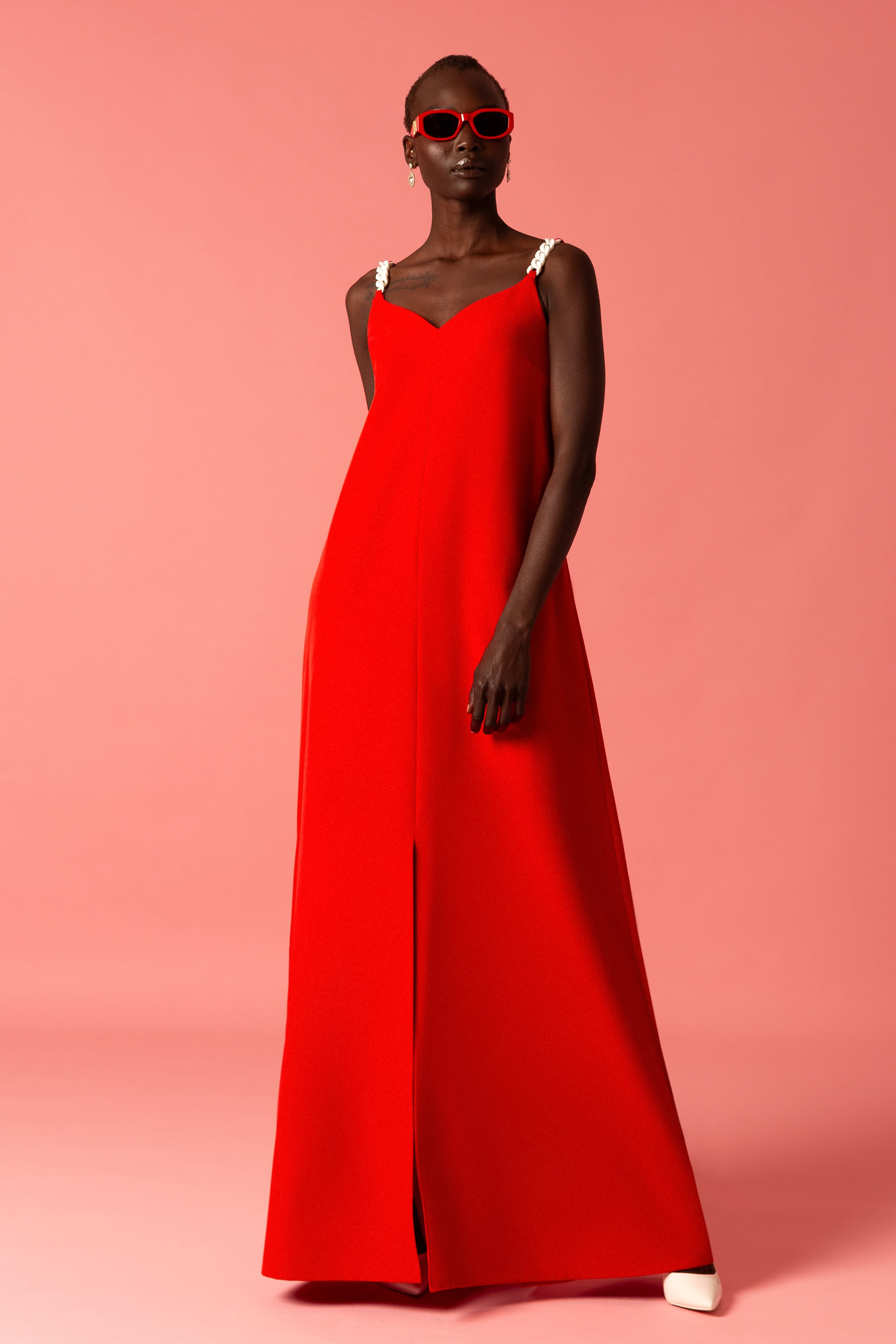 Dolcezza Sweetheart Neckline Maxi Dress in Red