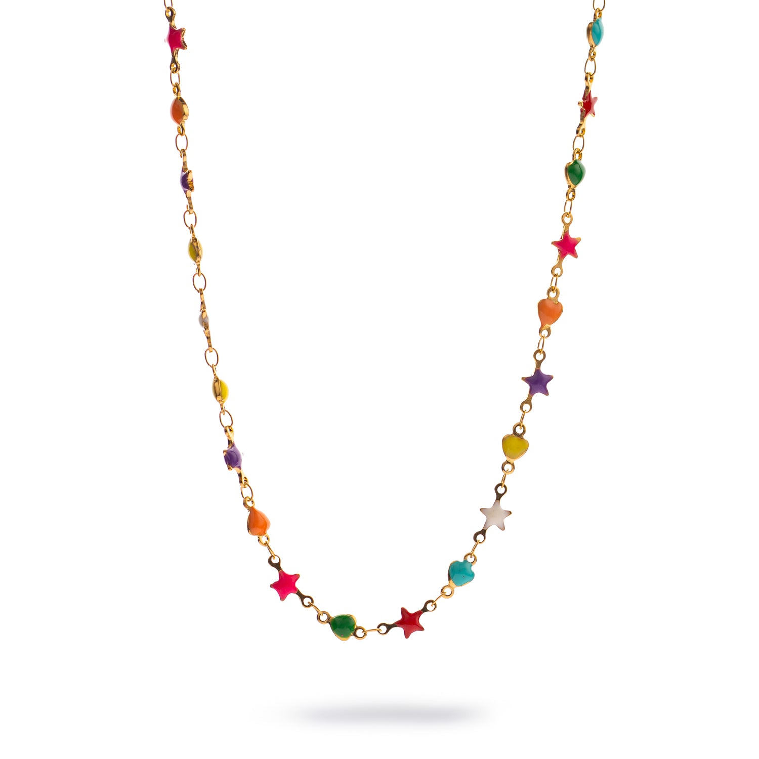 Ebru Jewelry Women's Gold / Red Rainbow Stars & Hearts Choker Necklace - Multicolor In Multi