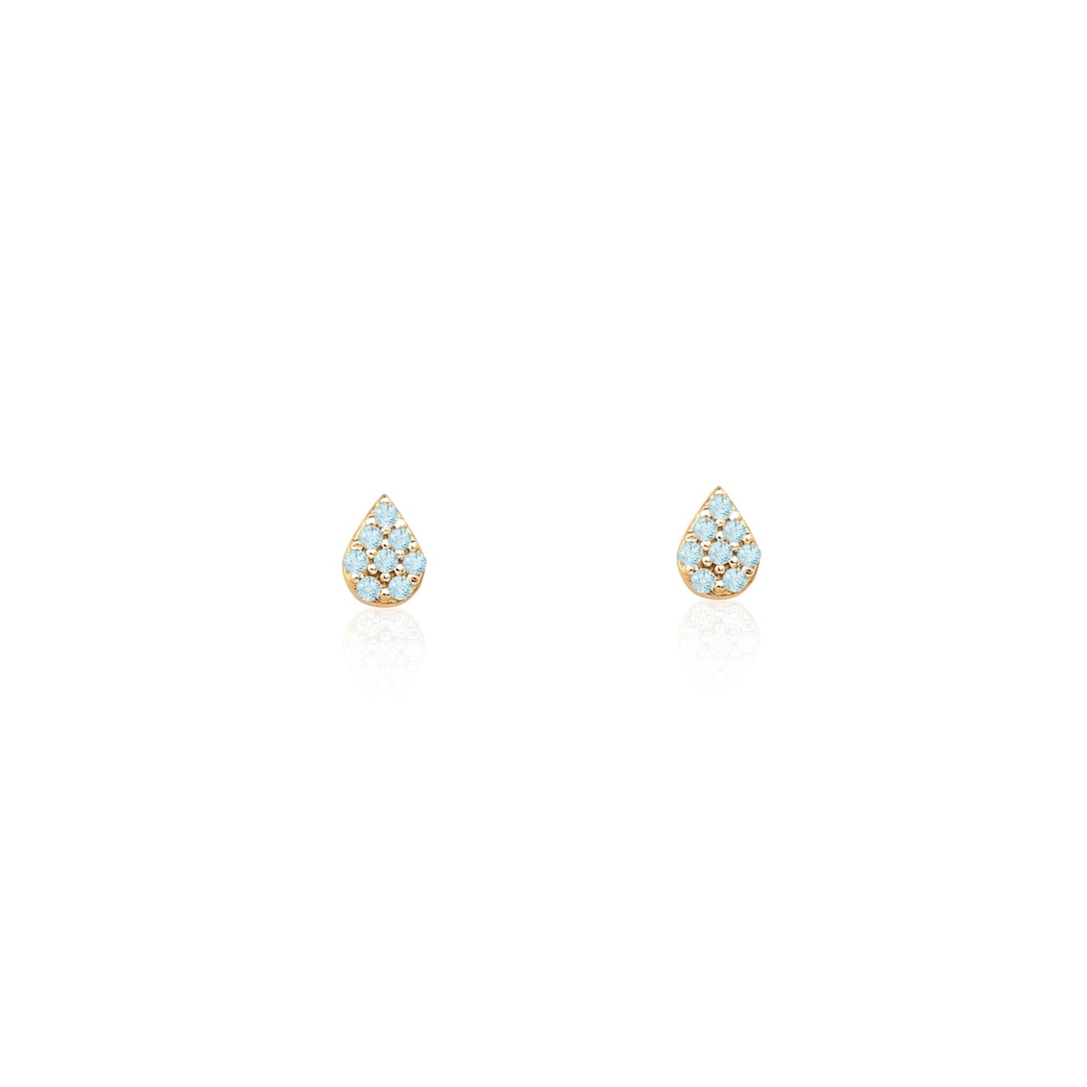 Solio Jewellery Women's Gold / Blue / Yellow Mini Pavé Pear Sky Topaz Stud 18k Solid Gold In Blue