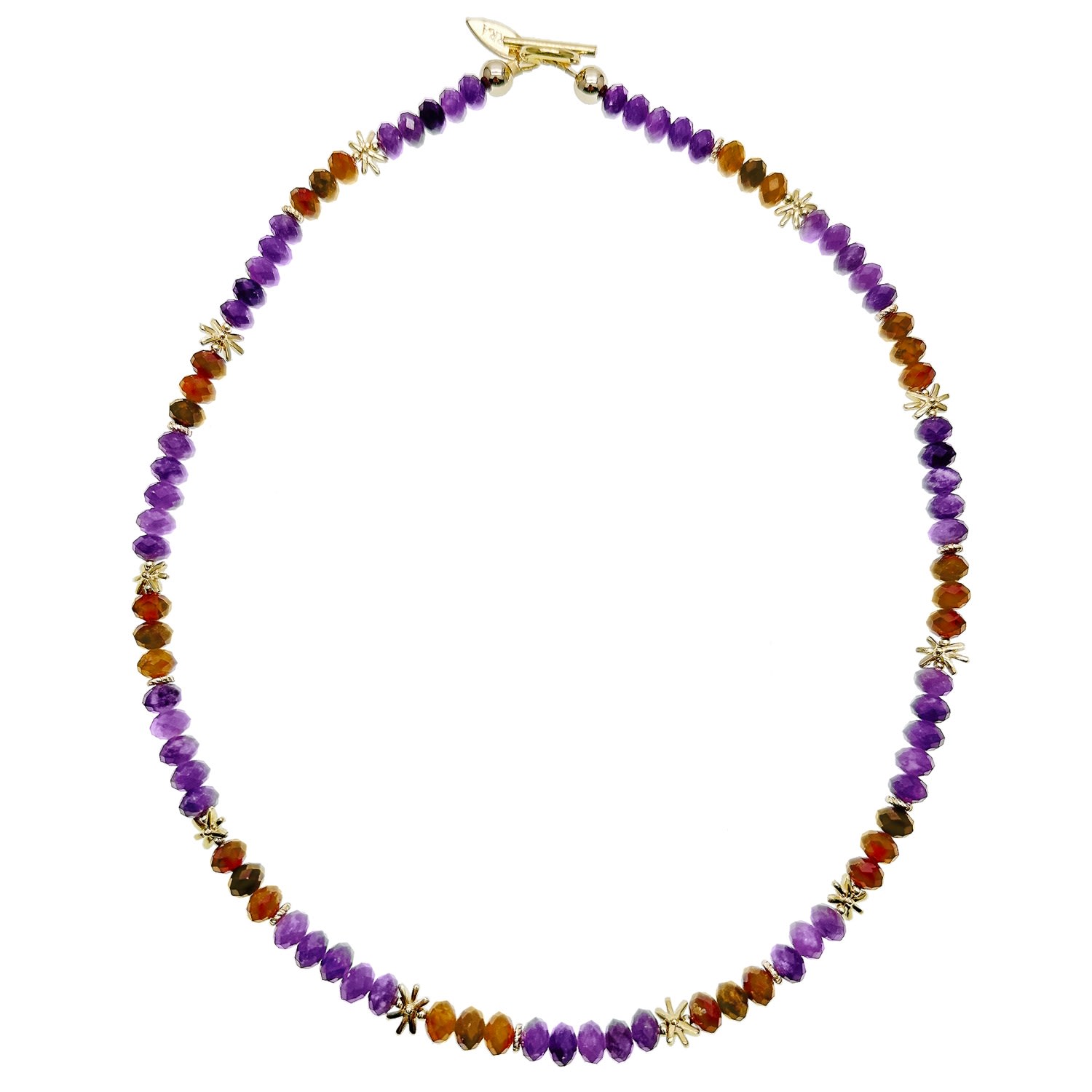 Farra Women's Purple Amethyst With Orange Garnet Color Blocking Choker In Purple