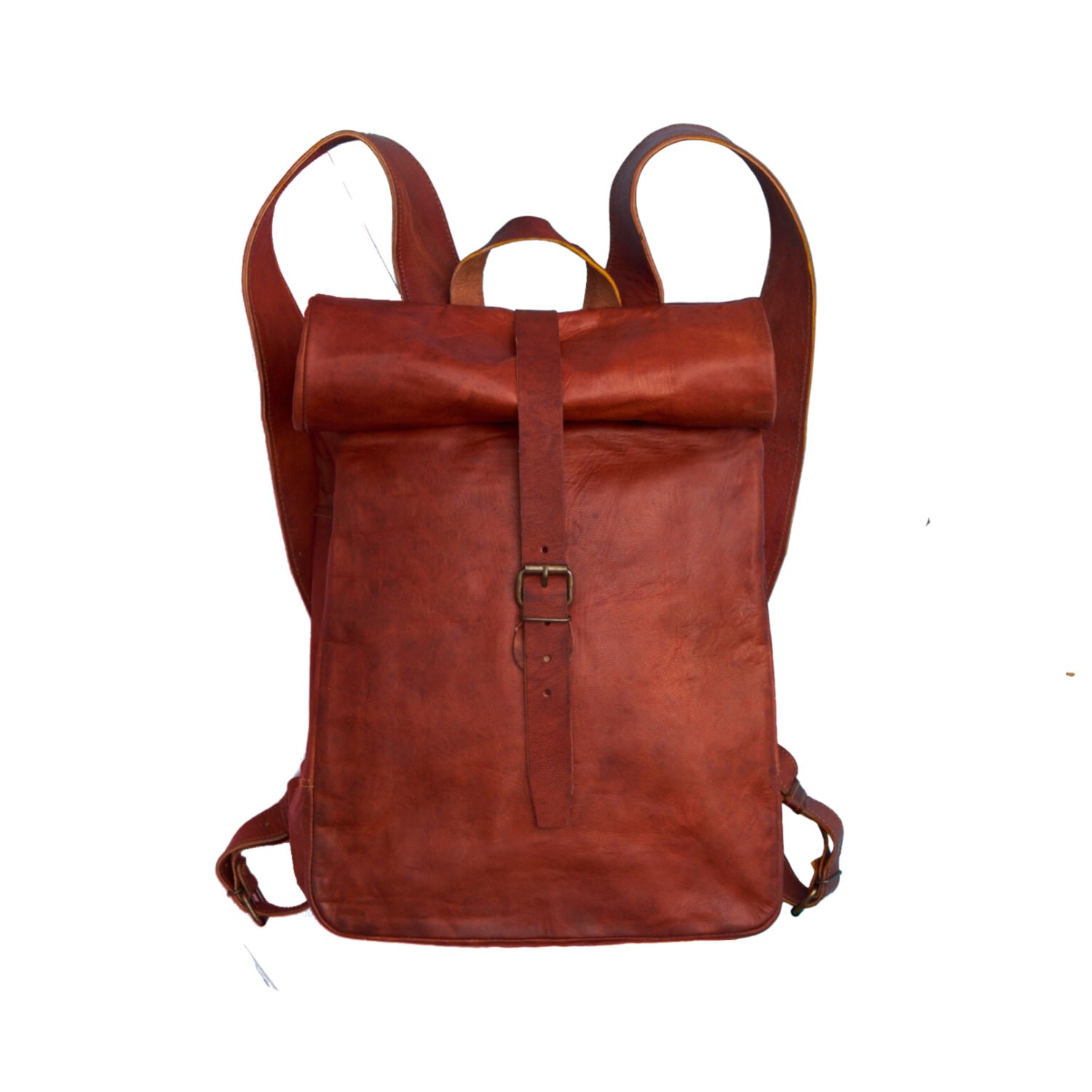 Women’s Brown Vida Vintage Leather Roll Top Backpack Vida Vida