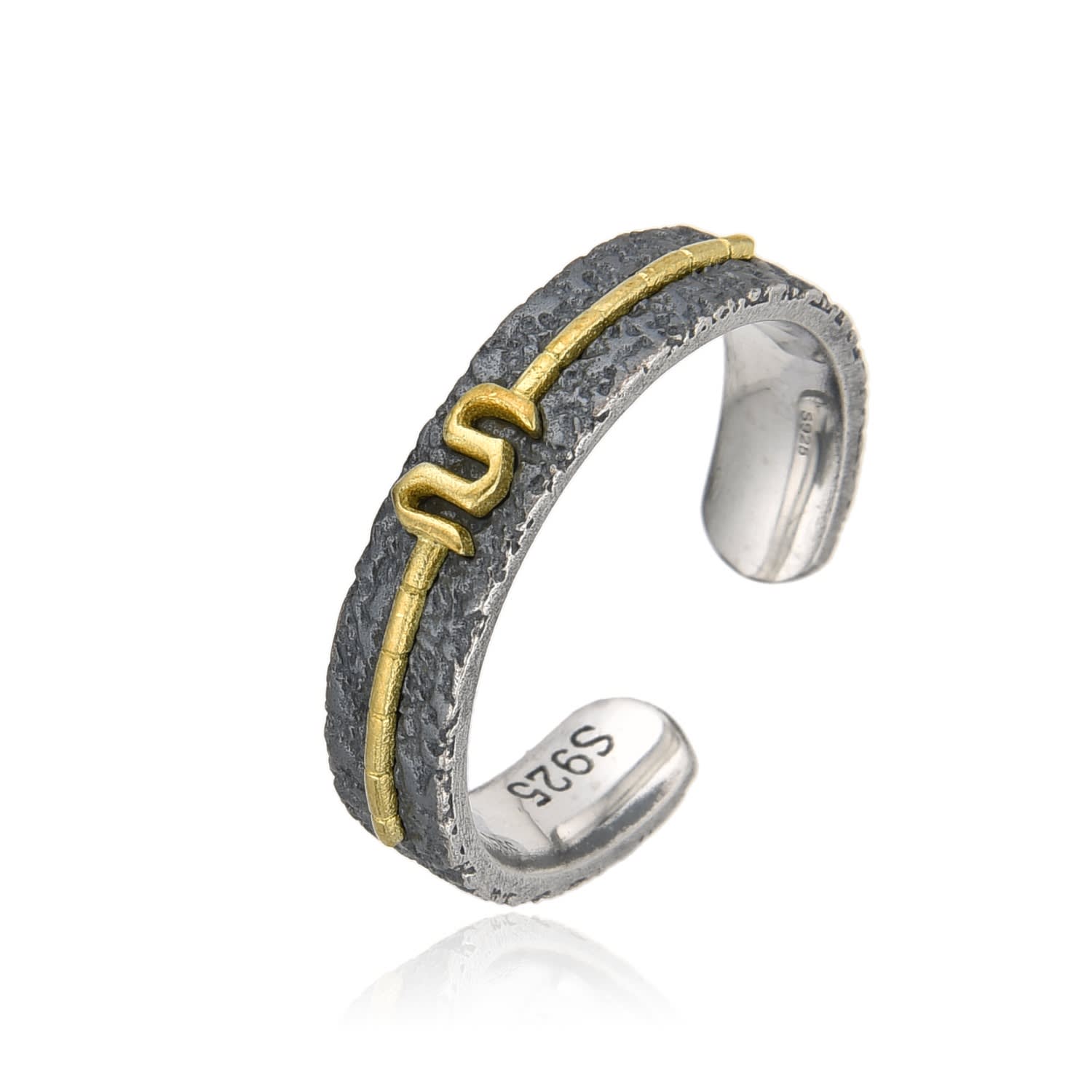 Altar™ Ornaments Co. Men's Silver / Gold Aji Ring| Sterling Silver & Brass Serpent Ring - Altar™ In Multi