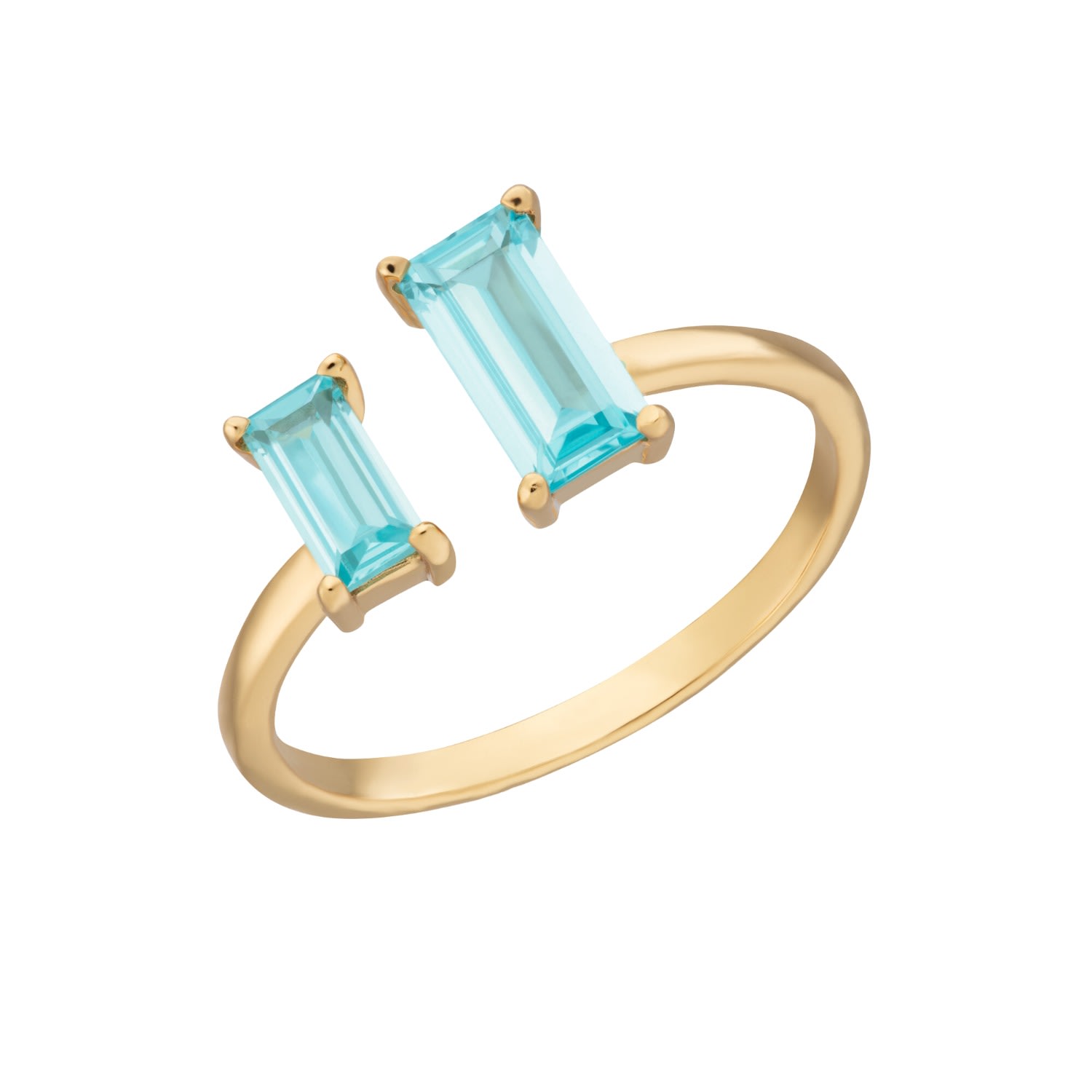 Women’s Gold / Blue Gold Aquamarine Open Cocktail Ring Scream Pretty